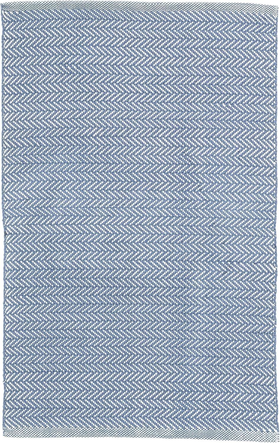 Herringbone Denim/Ivory Handwoven Indoor/Outdoor Rug