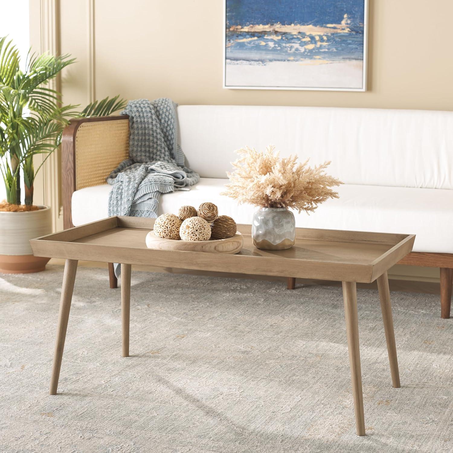 Nonie Coffee Table With Tray - Light Brown - Safavieh