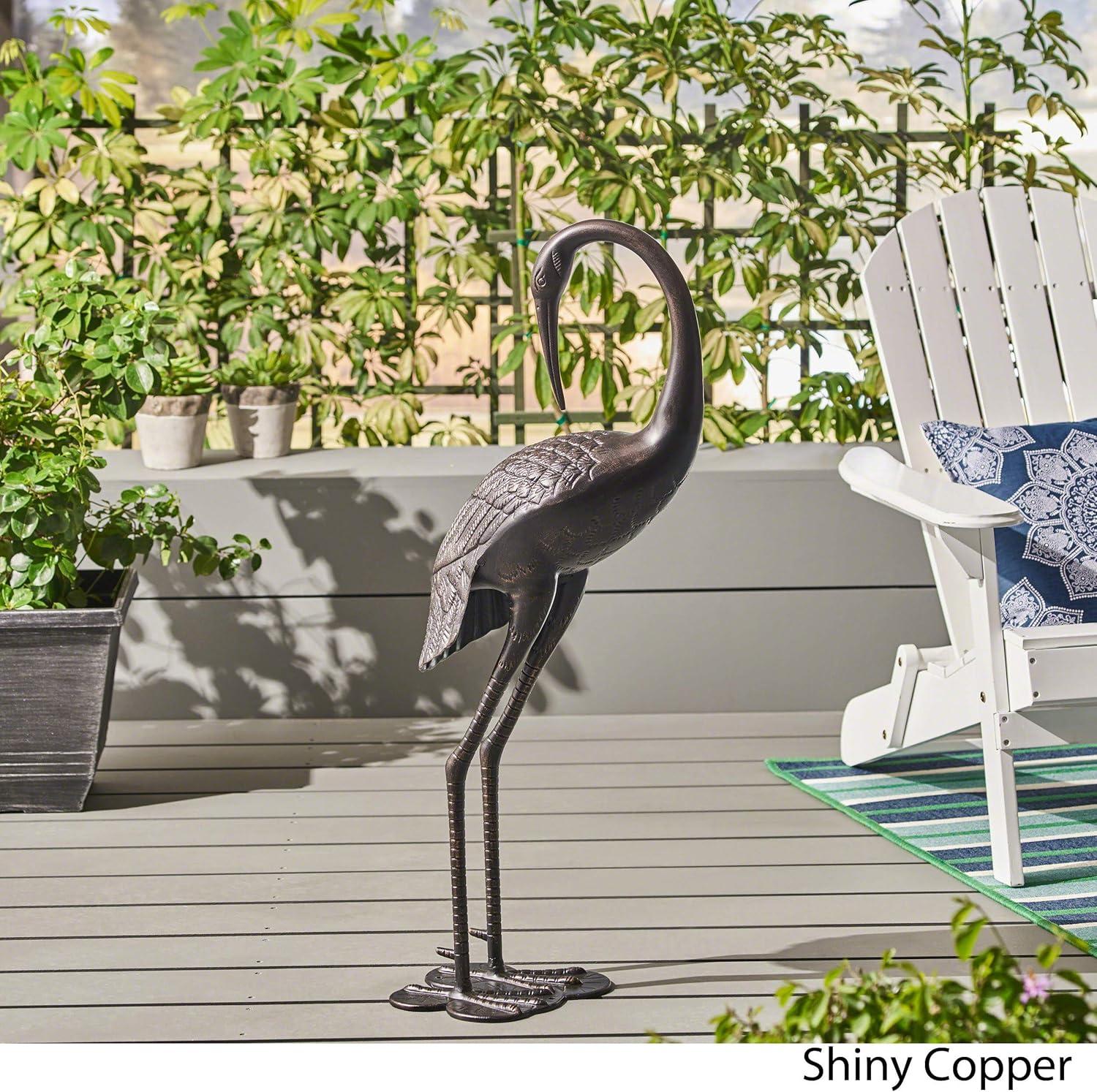 Sunny Outdoor 39 Inch Dark Bronze Aluminum Crane Statue