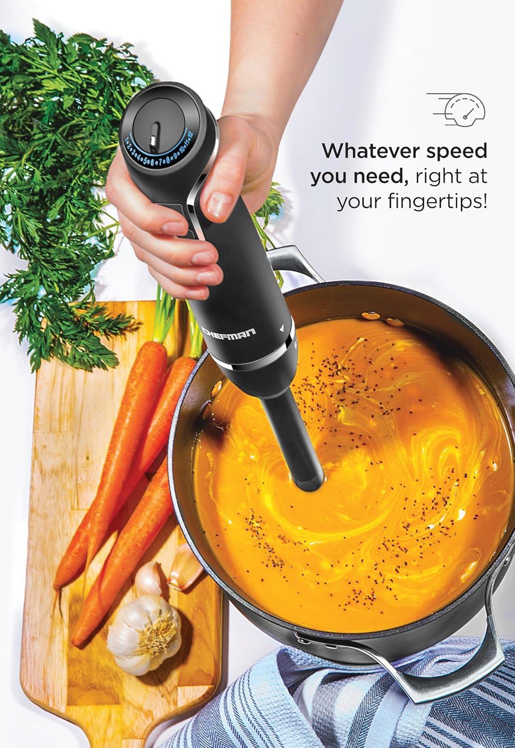 Chefman 12-Speed Black Stainless Steel Immersion Blender