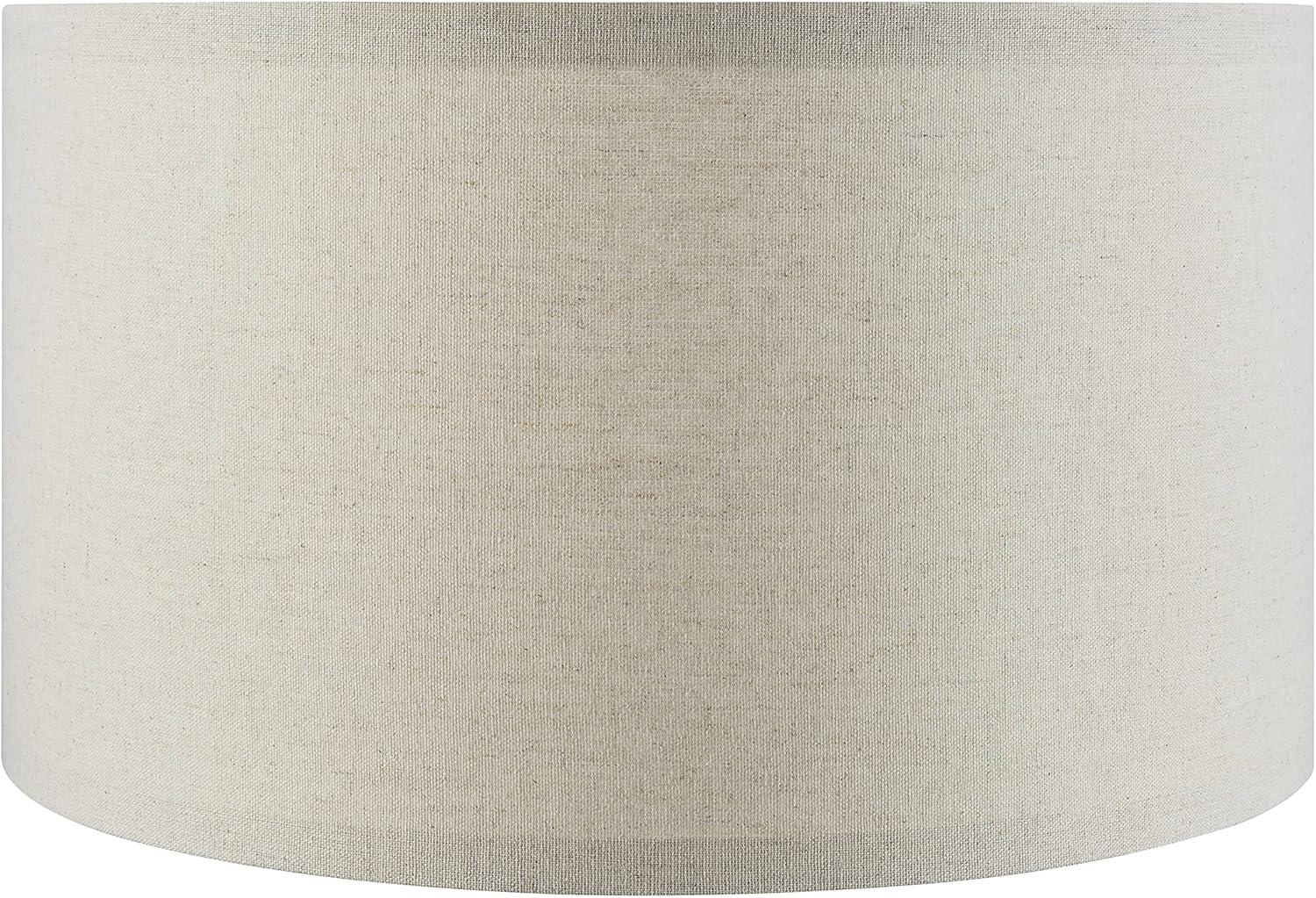 Oatmeal Linen Drum Lamp Shade with Nickel Finish