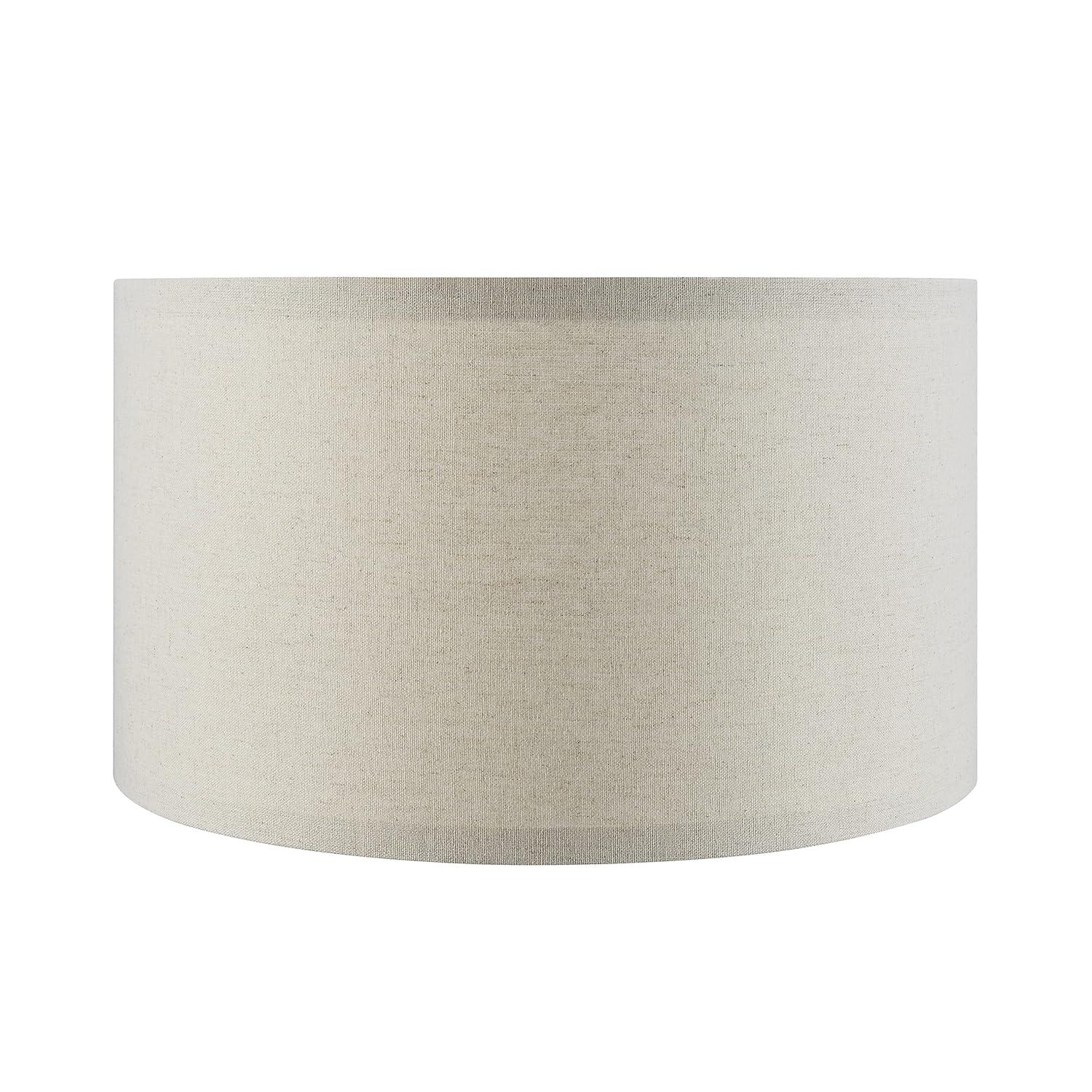 Aspen Creative 38871, Contemporary Design Drum Collapsible UNO Lamp Shade for Table Lamp And Pendant Light, 16" Top x 16" Bottom x 9" Height, Threaded UNO 36mm, Oatmeal Linen