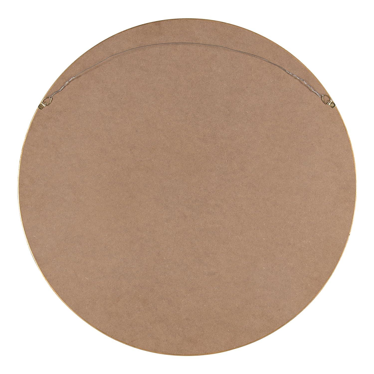 26" x 26" Travis Round Wood Accent Wall Mirror Gold - Kate and Laurel All Things Decor: Vanity, Decorative, No Assembly Required