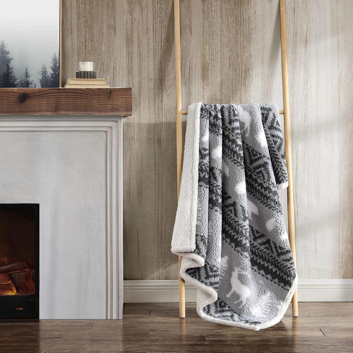 Eddie Bauer Eddie Bauer Printed Sherpa Reversible Throw Blankets
