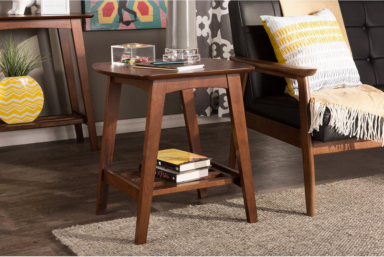 Sacramento Mid-century Modern Scandinavian Style End Table: Rubberwood Material, Angled Legs - Baxton Studio