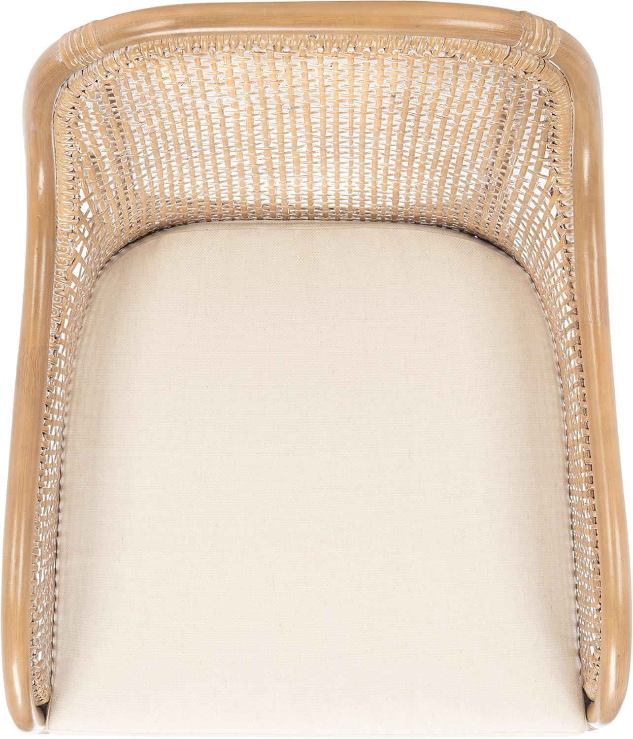 Charlie Rattan Accent Chair W/ Cushion - ACH6514 - White/Honey Brown Wash - Safavieh