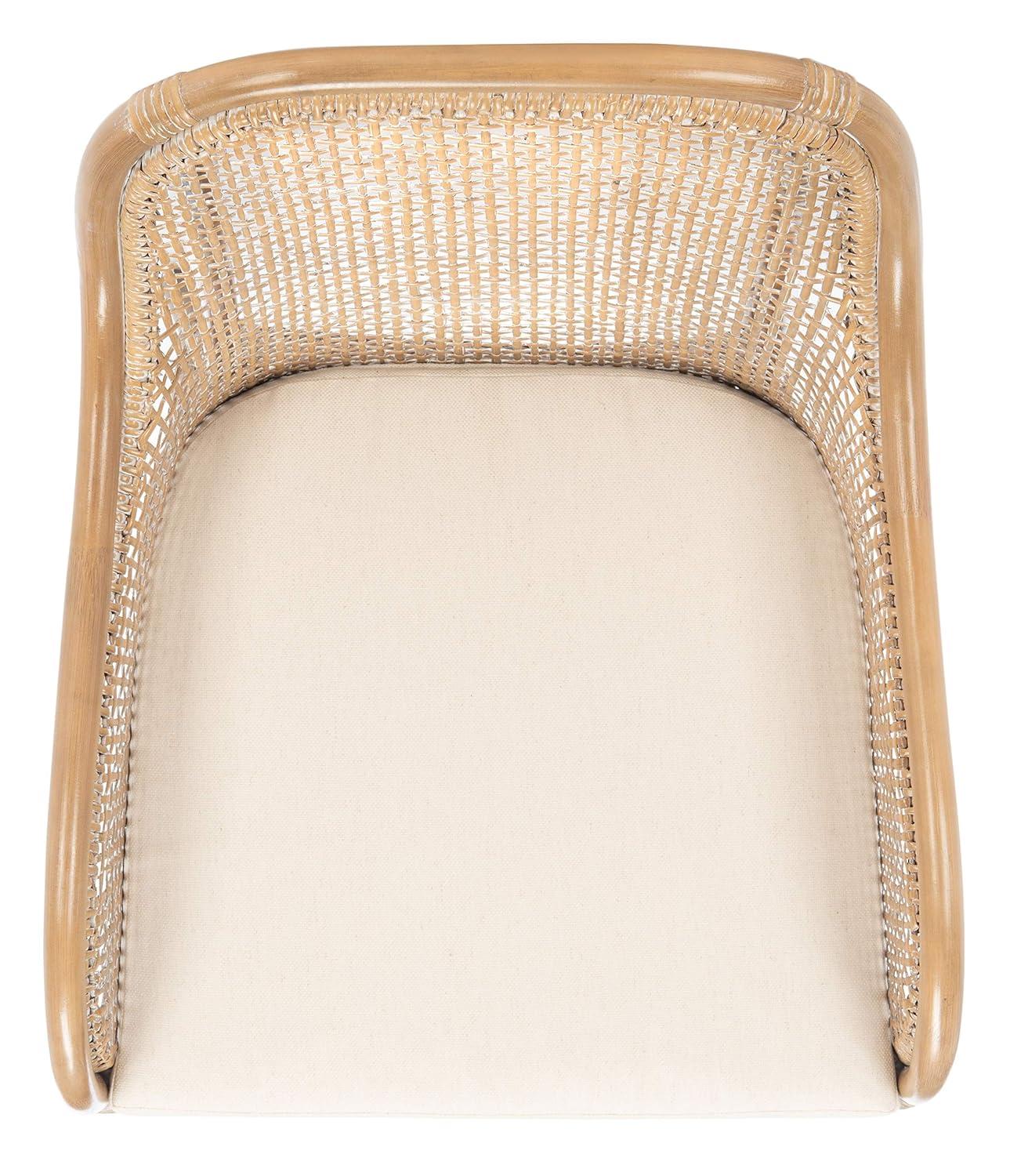 Charlie Rattan Accent Chair W/ Cushion - ACH6514 - White/Honey Brown Wash - Safavieh