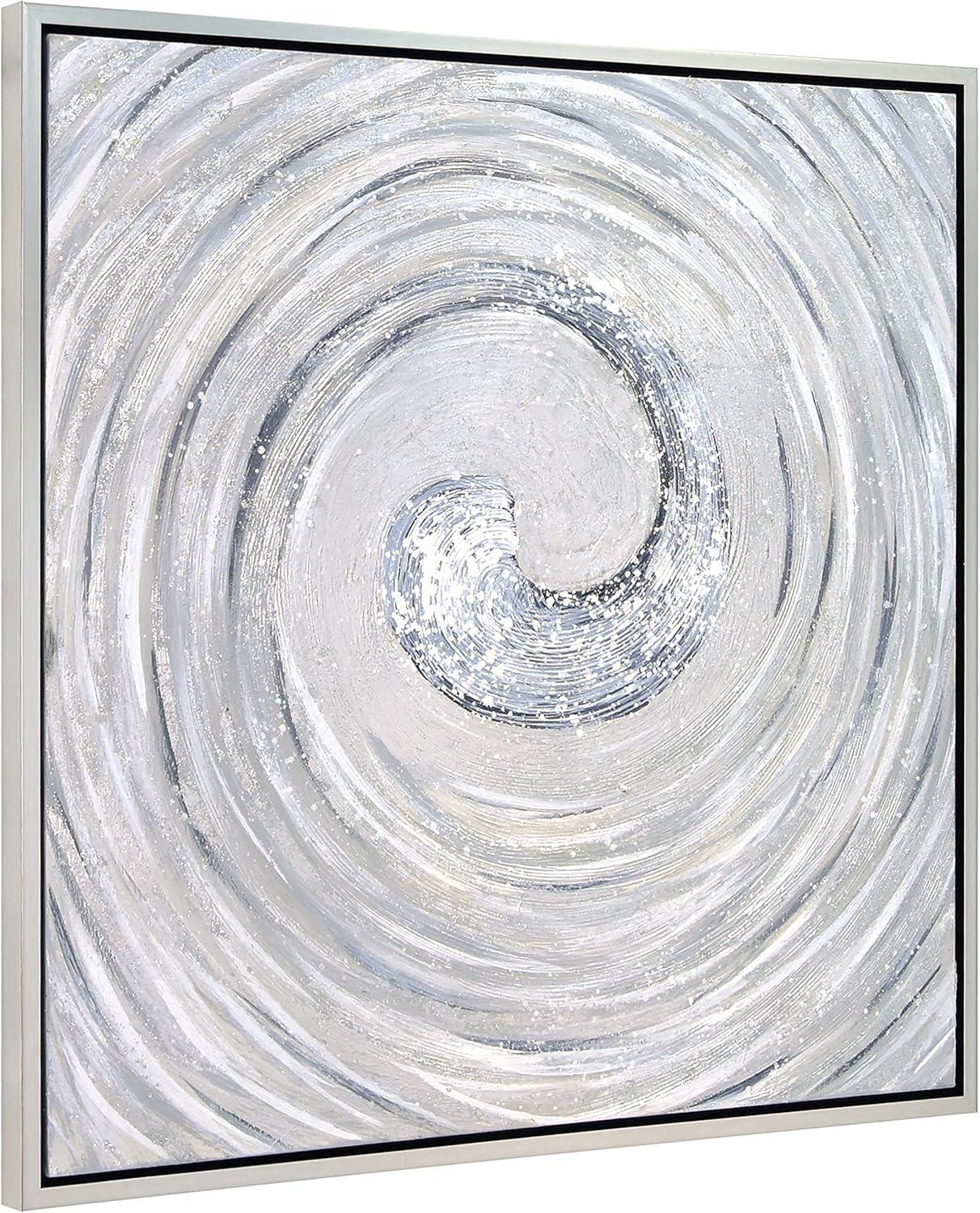 Empire Art Direct Silver Swirl Textured Metallic Hand Painted Framed Triptych Wall Art, 36" x 36" x 1.5", Ready to hang