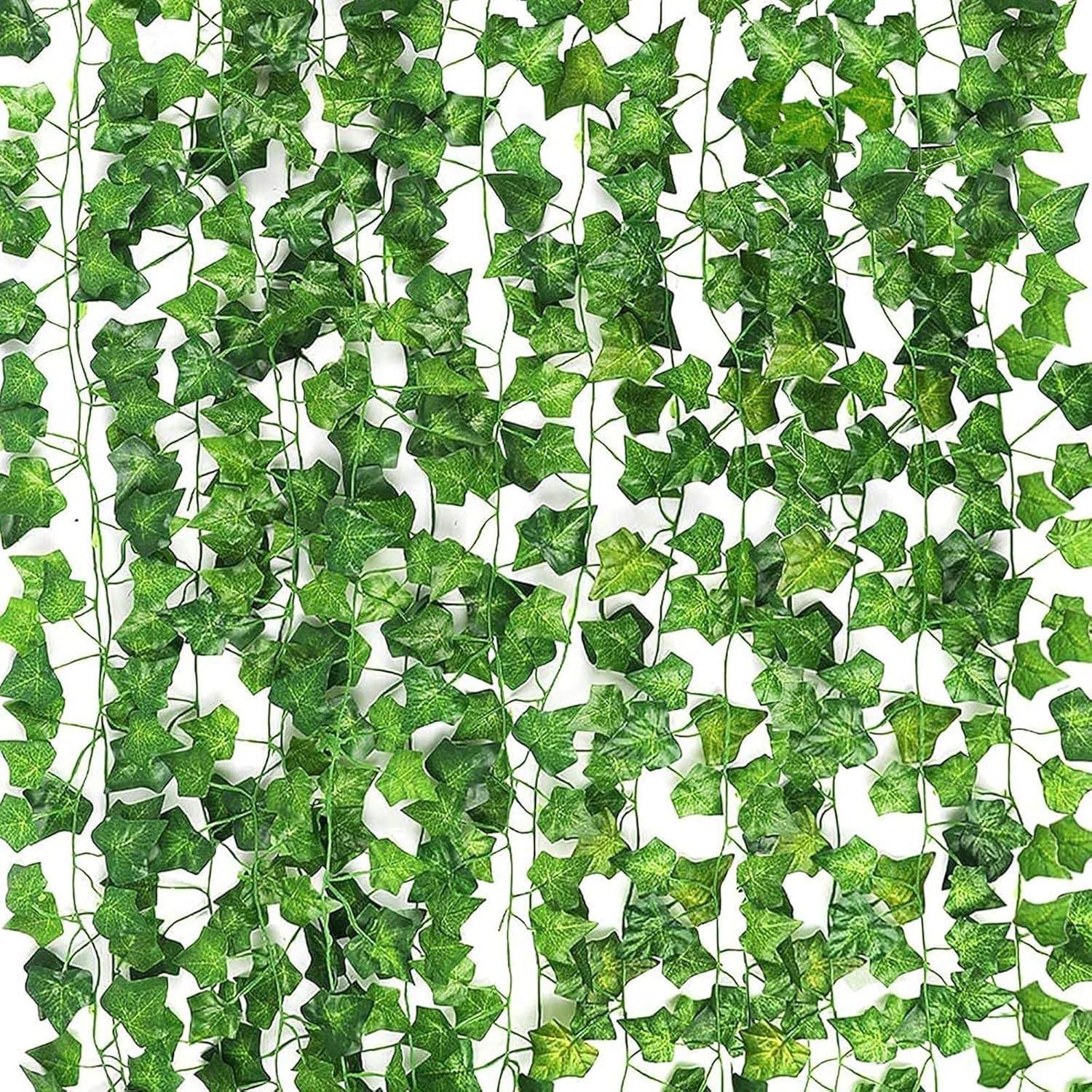 CEWOR 14 Pack 98 Feet Fake Ivy Leaves Artificial Garland Greenery Hanging Plant Vine for Bedroom Wall Decor Wedding Party Room Aesthetic Stuff