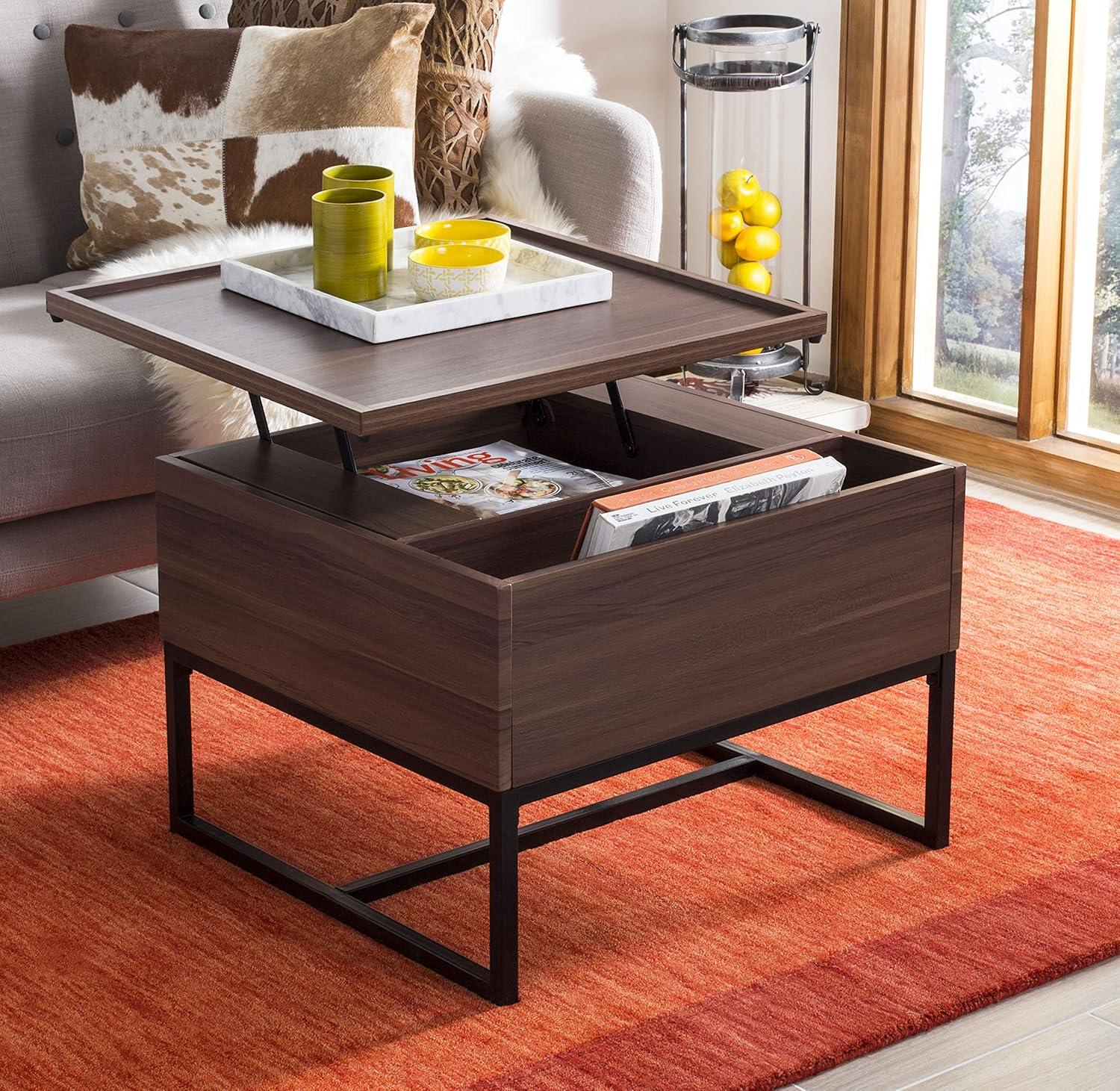 Kristie Contemporary Lift Top Coffee Table - Dark Oak/Black - Safavieh