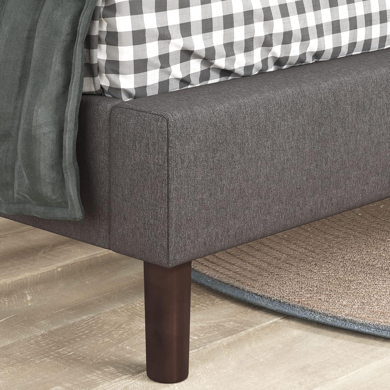 King Judy Upholstered Platform Bed Frame Gray - Zinus: Modern Style, No Box Spring Needed, 5-Year Warranty