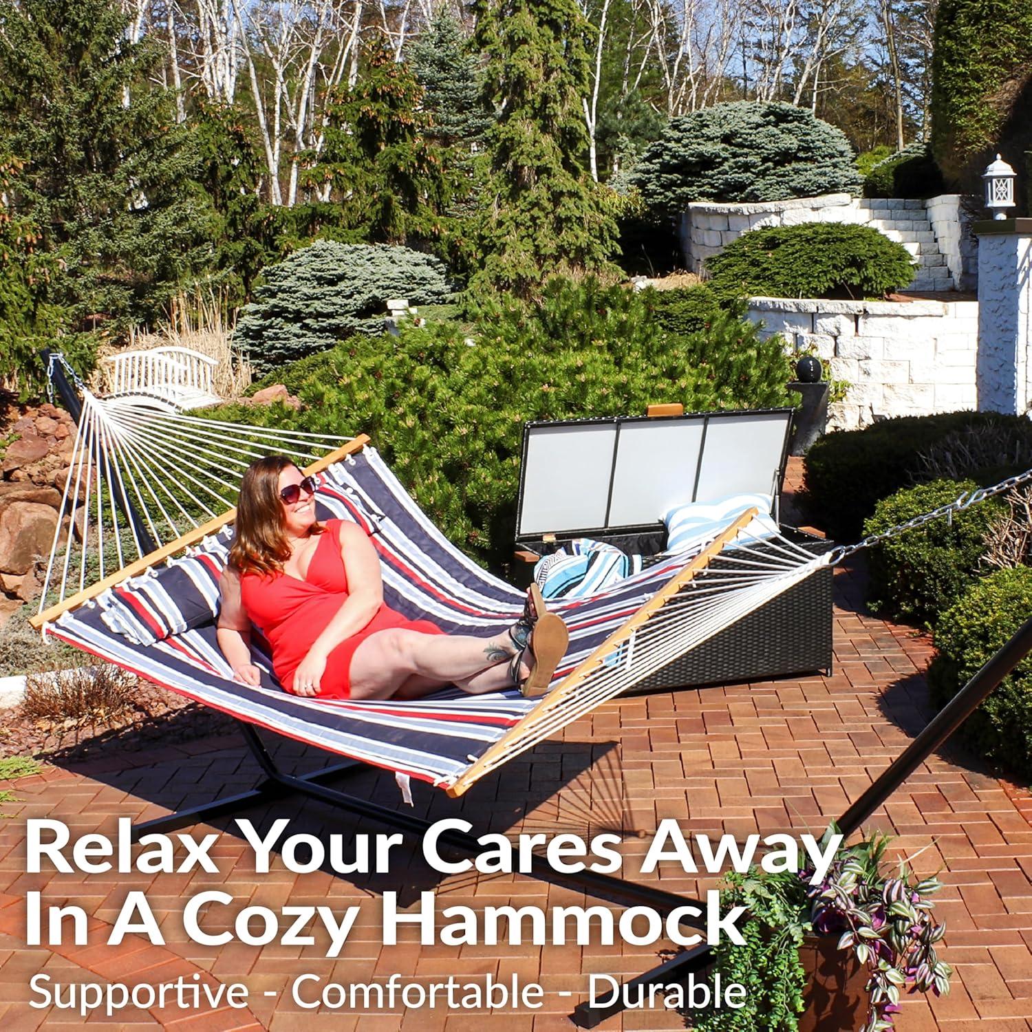 2-Person Quilted Polyester Spreader Bar Hammock