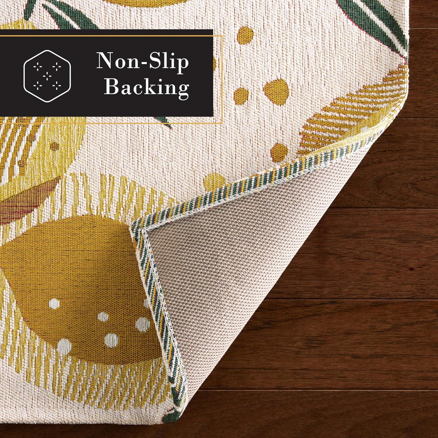 Town & Country Living TOWN & COUNTRY Living Livie Fresh Lemon Everwash Washable Non-Slip Backing Kitchen Runner Rug