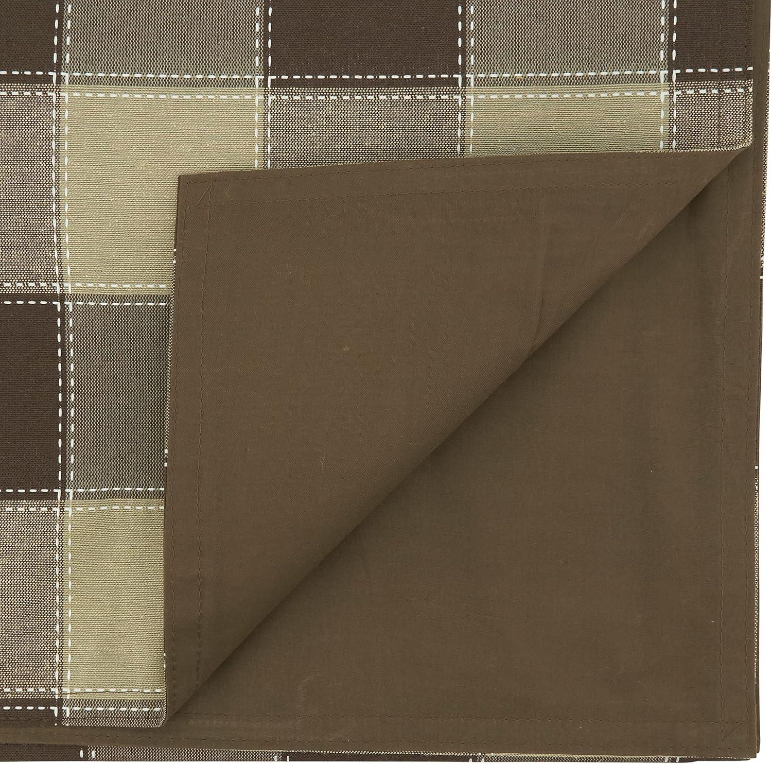 Saro Lifestyle Stitched Plaid Design Cotton And Poly Blend Table Runner