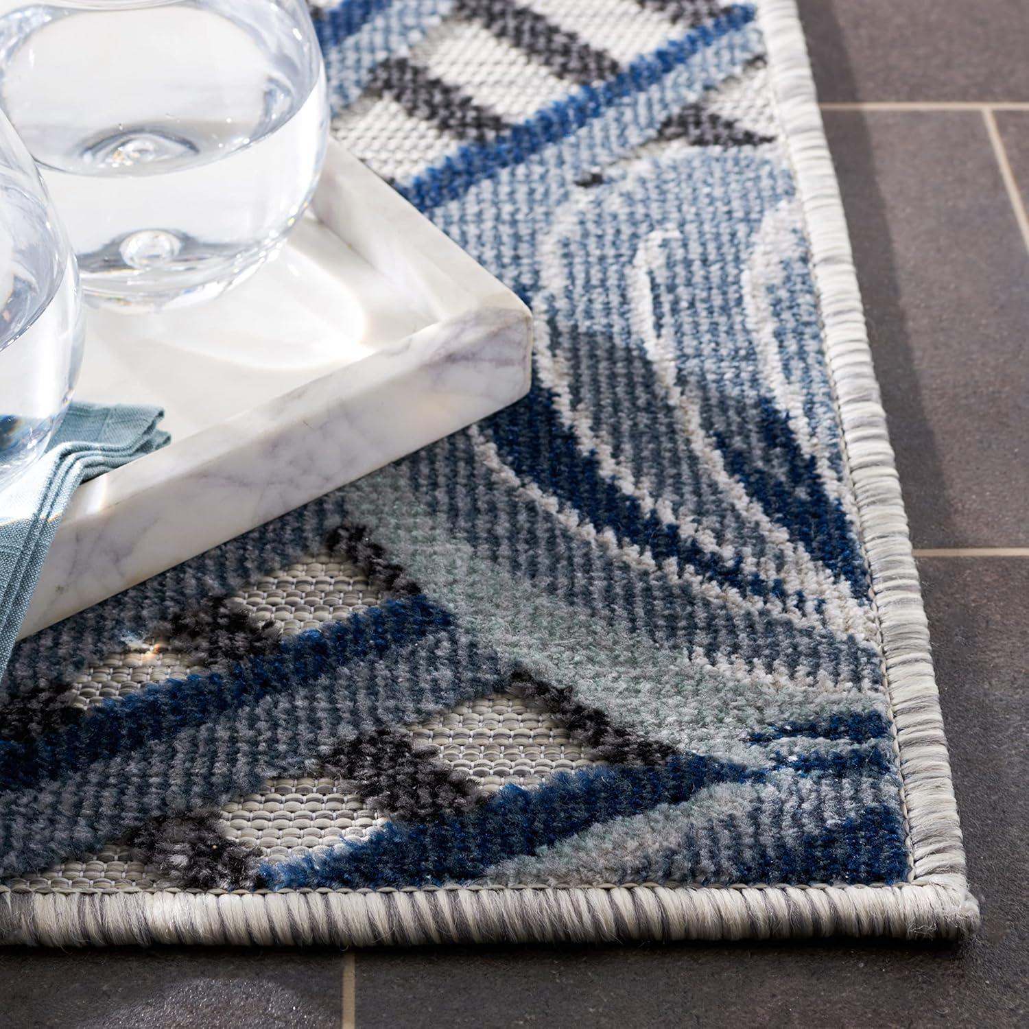Cabana CBN447 Loomed Indoor/Outdoor Area Rug - Ivory/Navy - 5'1"x7'6" - Safavieh