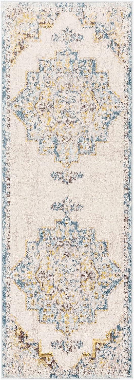 Elegant Ankara Blue 5'3" x 7'3" Reversible Synthetic Rug