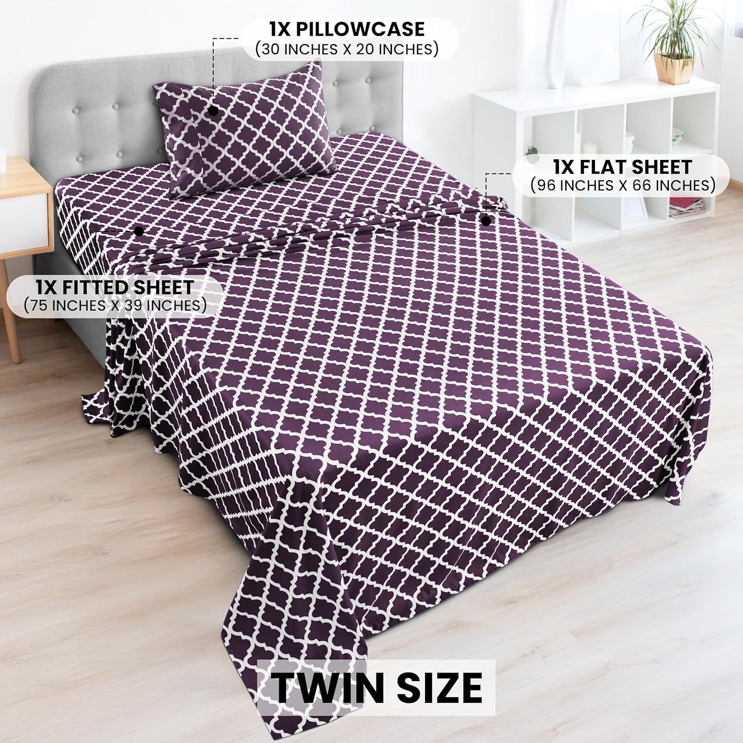 Lux Decor Collection Lux Decor Collection 4 Pc Soft Microfiber Bed Sheets Set Geometric Quatrefoil Bedding