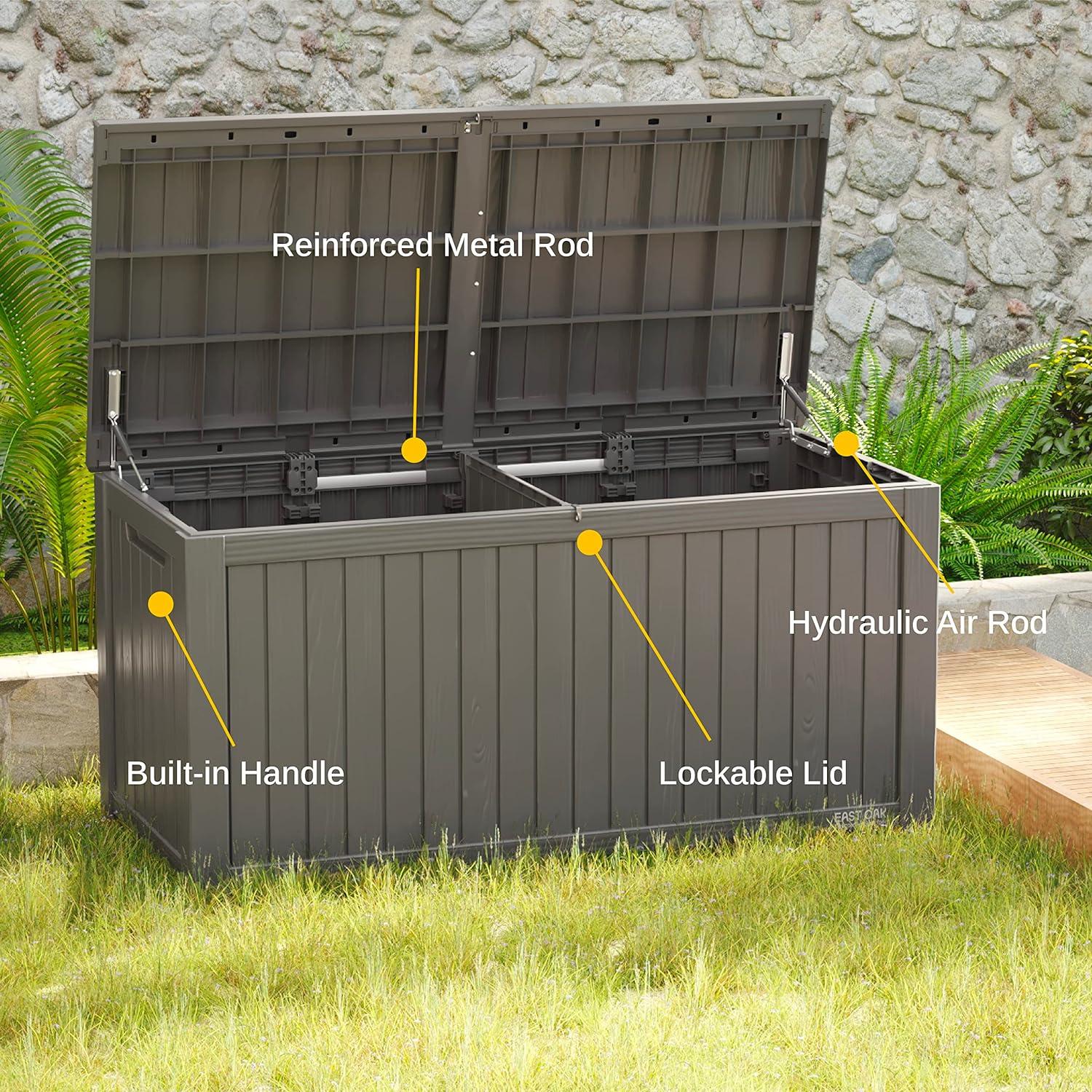 Gray Lockable 180 Gallon Plastic Deck Box