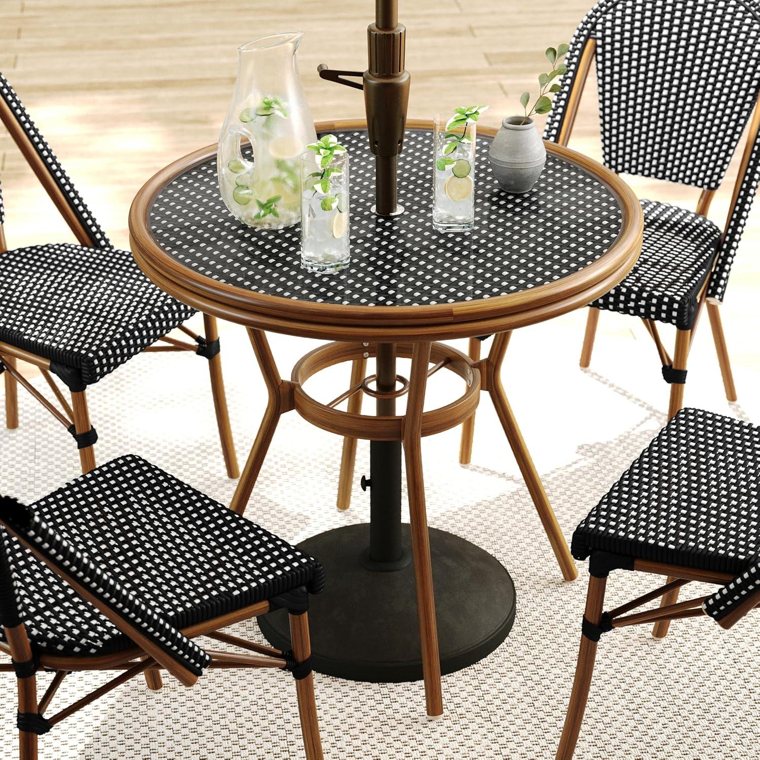 Martha Stewart Martha Stewart Lily Pond All Weather Woven Bistro Table And Chairs Set With Aluminum Frames