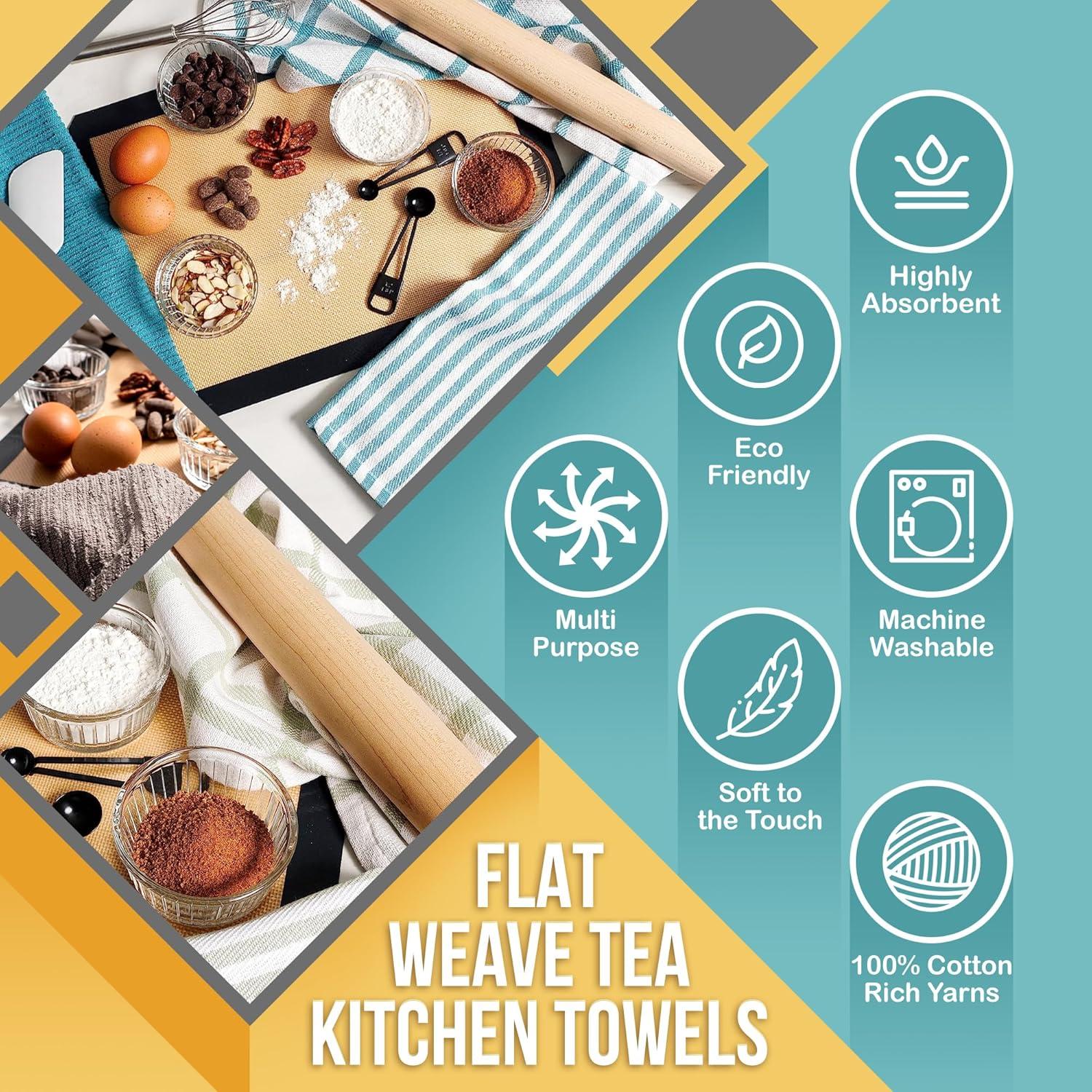 KAF Home Tiburon Mixed Flat And Wave Terry Set Of 6 Kitchen Towels