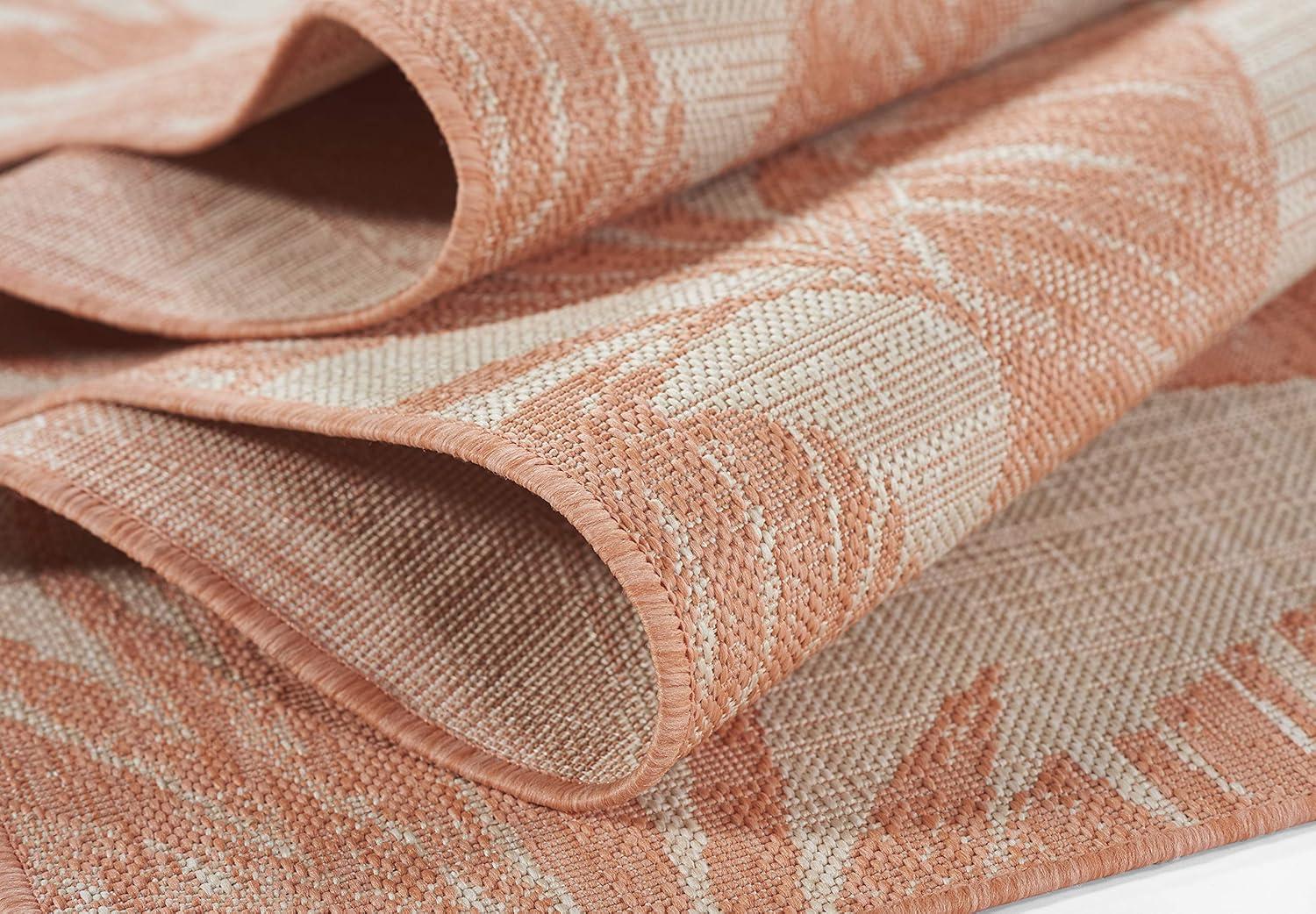 Momeni 6'6"x9' Riviera Grayson Area Rug Coral: Geometric Pattern, Indoor/Outdoor, Low Pile, Polypropylene, Machine Made