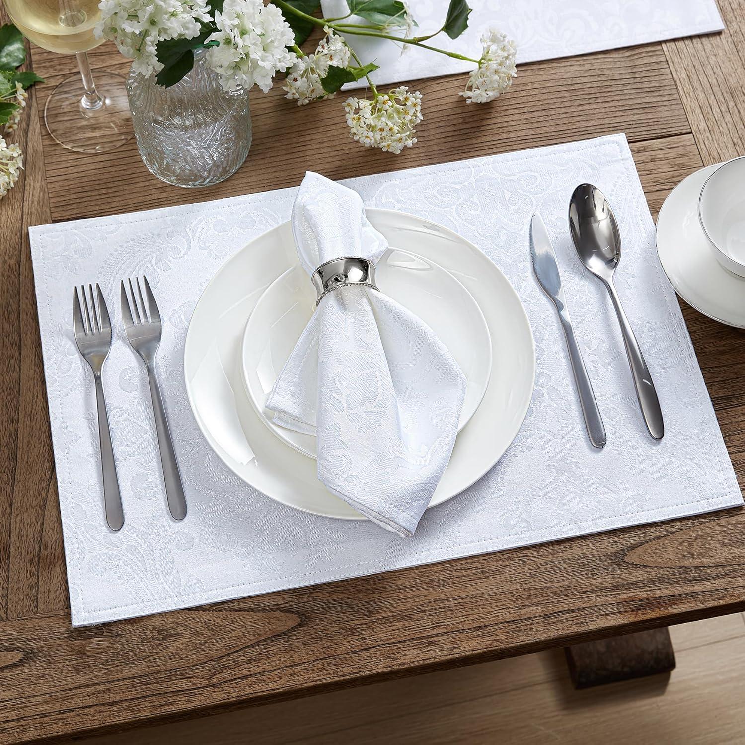 Elrene Caiden Elegance Damask Placemat, Set of 4 - 13" x 19" - Elrene Home Fashions