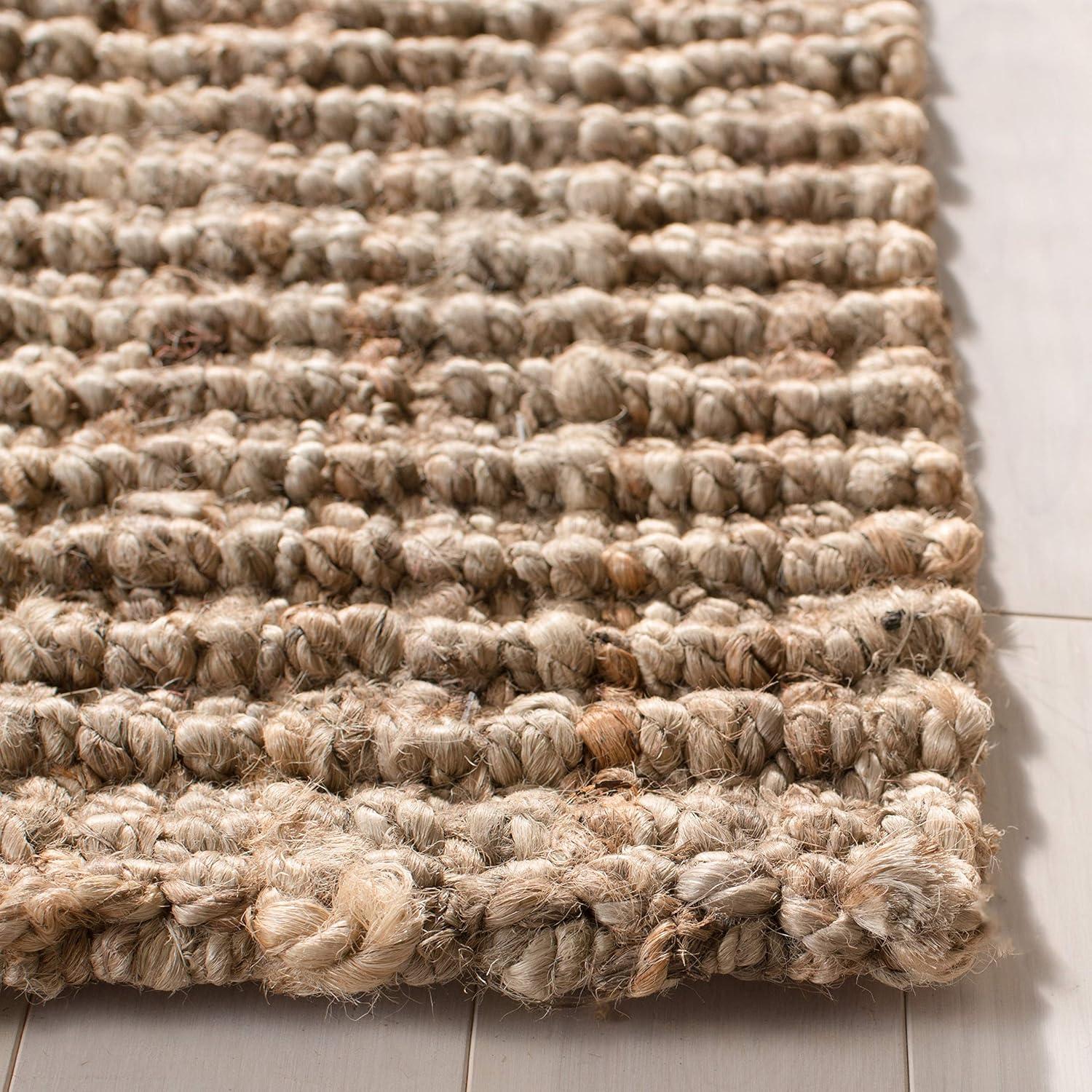 Handmade Natural Grey Jute Square Area Rug, 4' x 4'