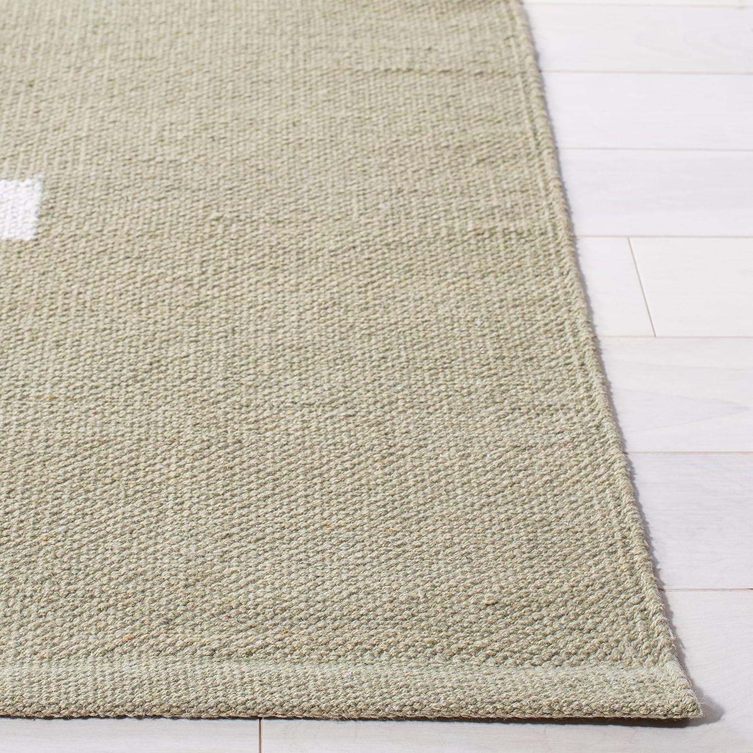 Ivory Coastal Stripe 6' Square Handmade Cotton Area Rug