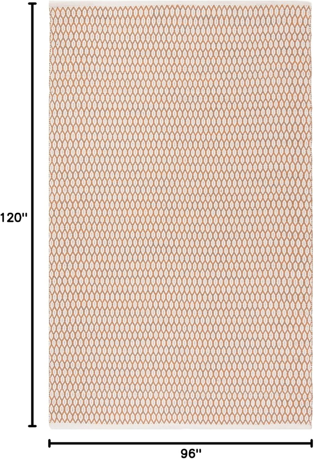 SAFAVIEH Montauk Crystal Geometric Cotton Area Rug, Orange/Ivory, 8' x 10'