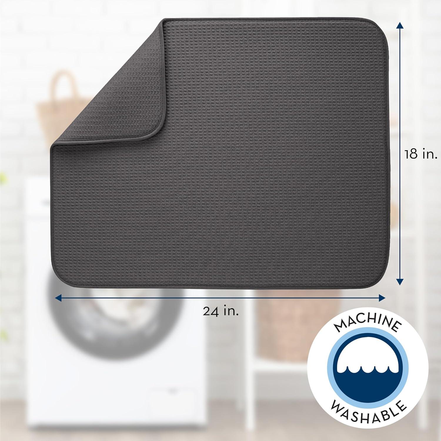 Extra Large Charcoal Microfiber Dish Drying Mat 18" x 24"