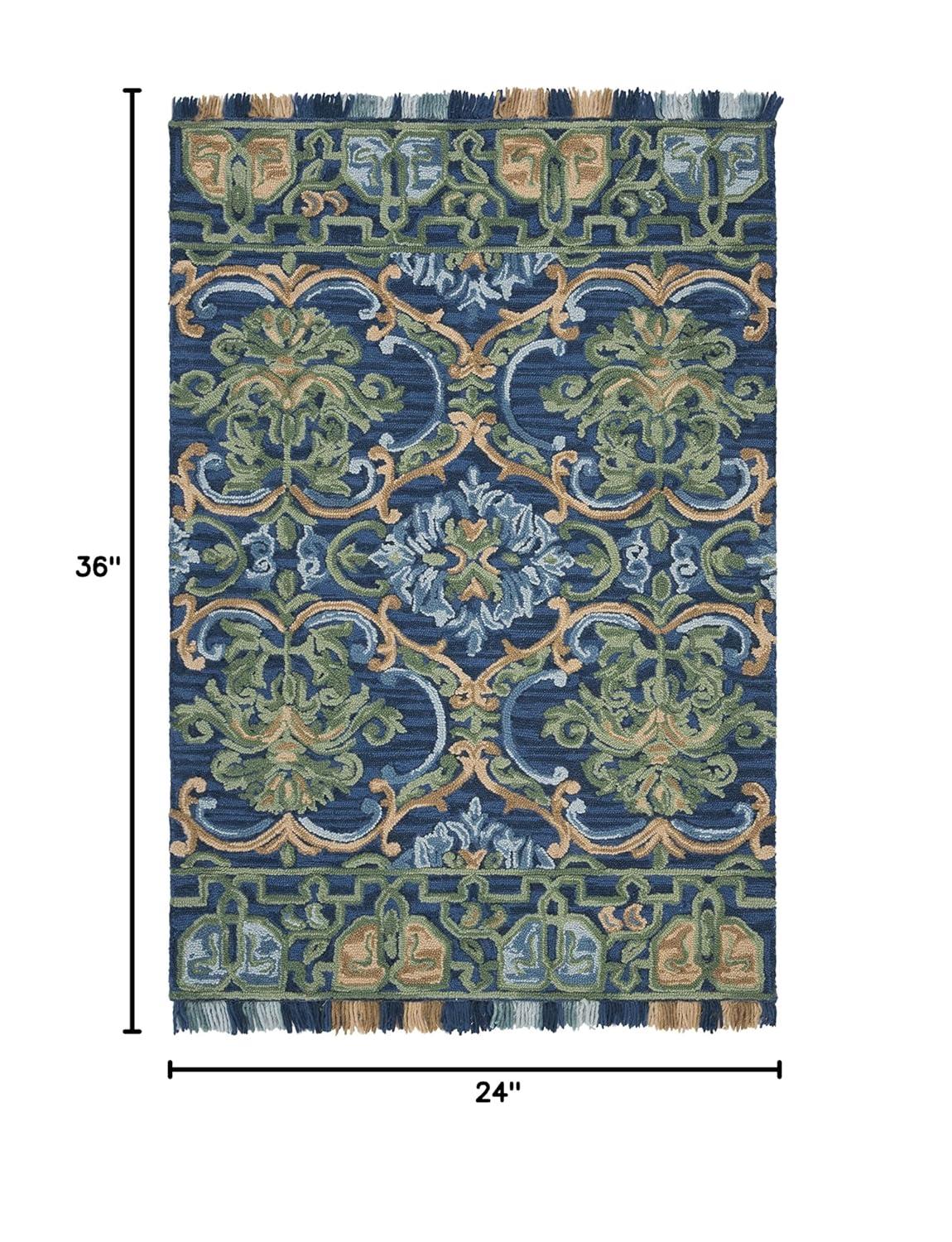 Blossom BLM422 Hand Tufted Runner Rug - Navy/Green - 2'3"x14' - Safavieh.