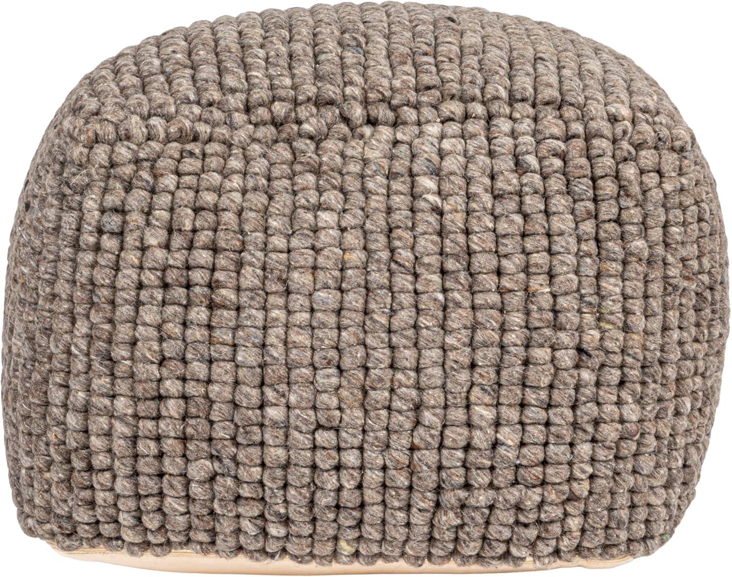 Storied Home New Zealand Square Pouf Gray: Upholstered Ottoman, Wool & Cotton Blend, No Assembly Required
