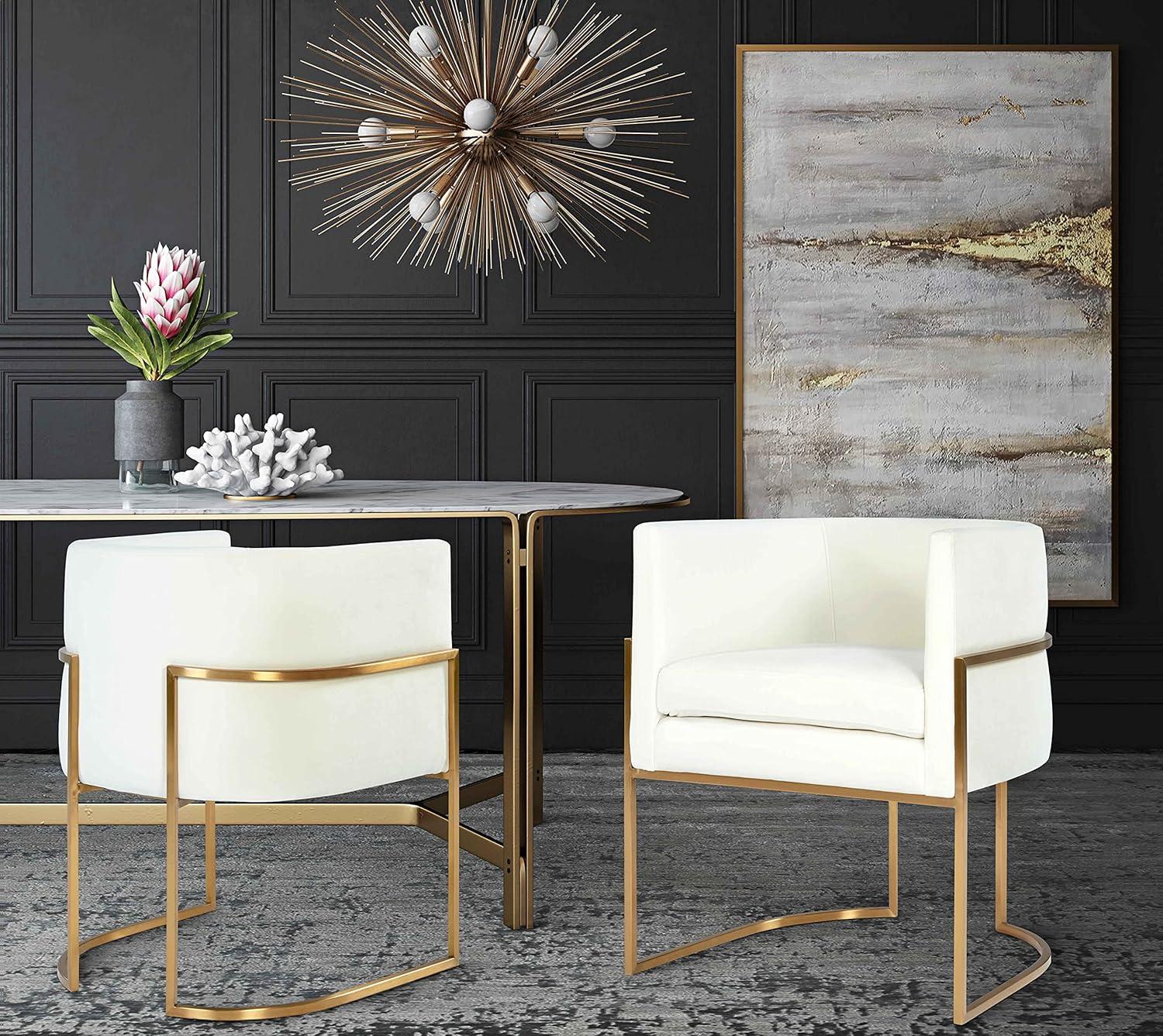 TOV Furniture Giselle 19" Transitional Velvet Dining Chair in White