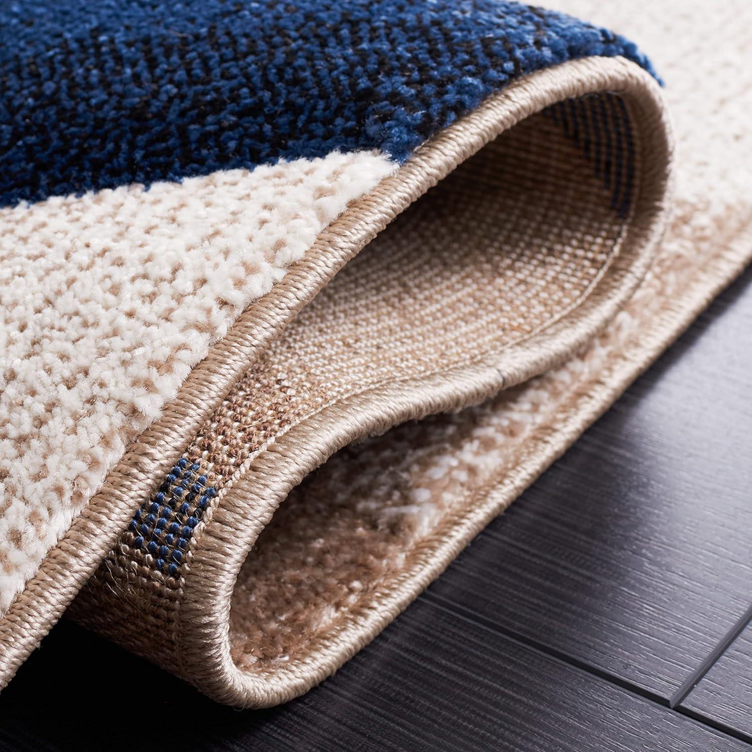 Hollywood HLW766 Machine Made Area Rug - 6'7"x9' - Beige/Blue - Safavieh