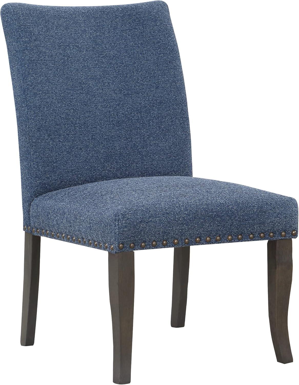 Hamilton Dining Chair 2-Pack with Gray Washed Legs in Atlantic Blue Fabric