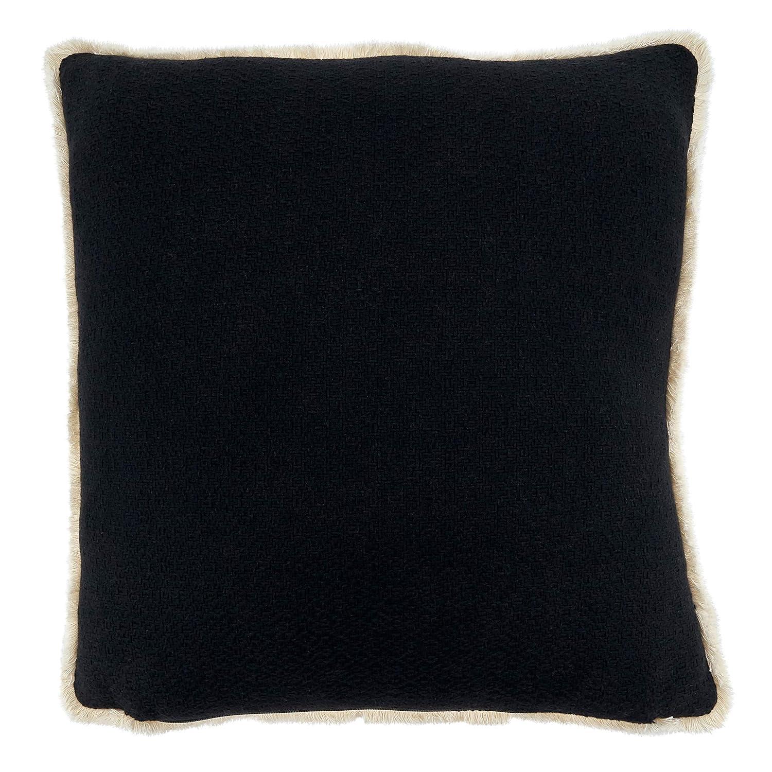 Saro Lifestyle Reversible  Decorative Pillow Cover, Black/White, 18" x 18"