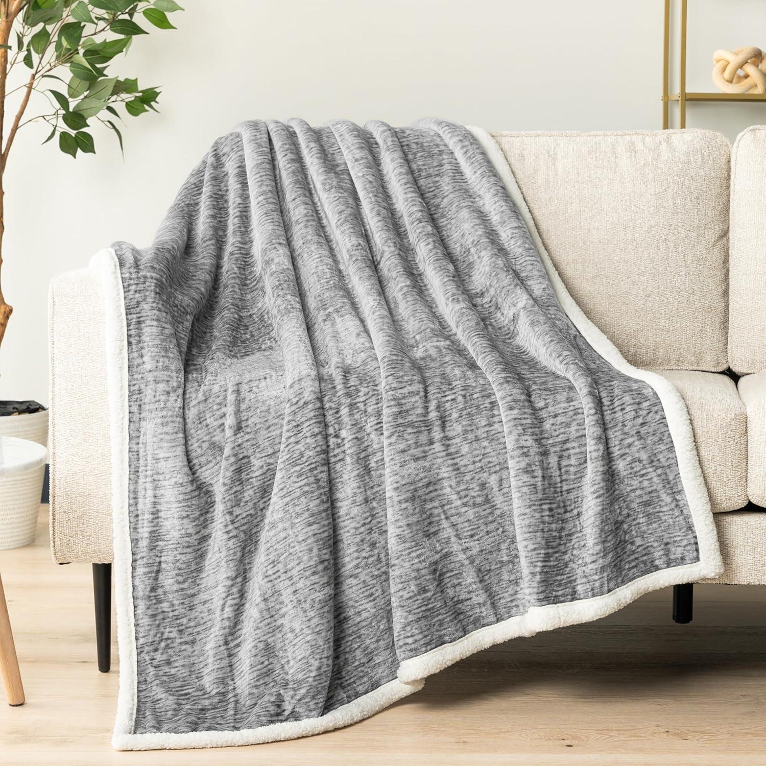 PAVILIA Soft Thick Fleece Flannel Ribbed Striped Throw Blanket, Luxury Fuzzy Plush Warm Cozy for Sofa Couch Bed