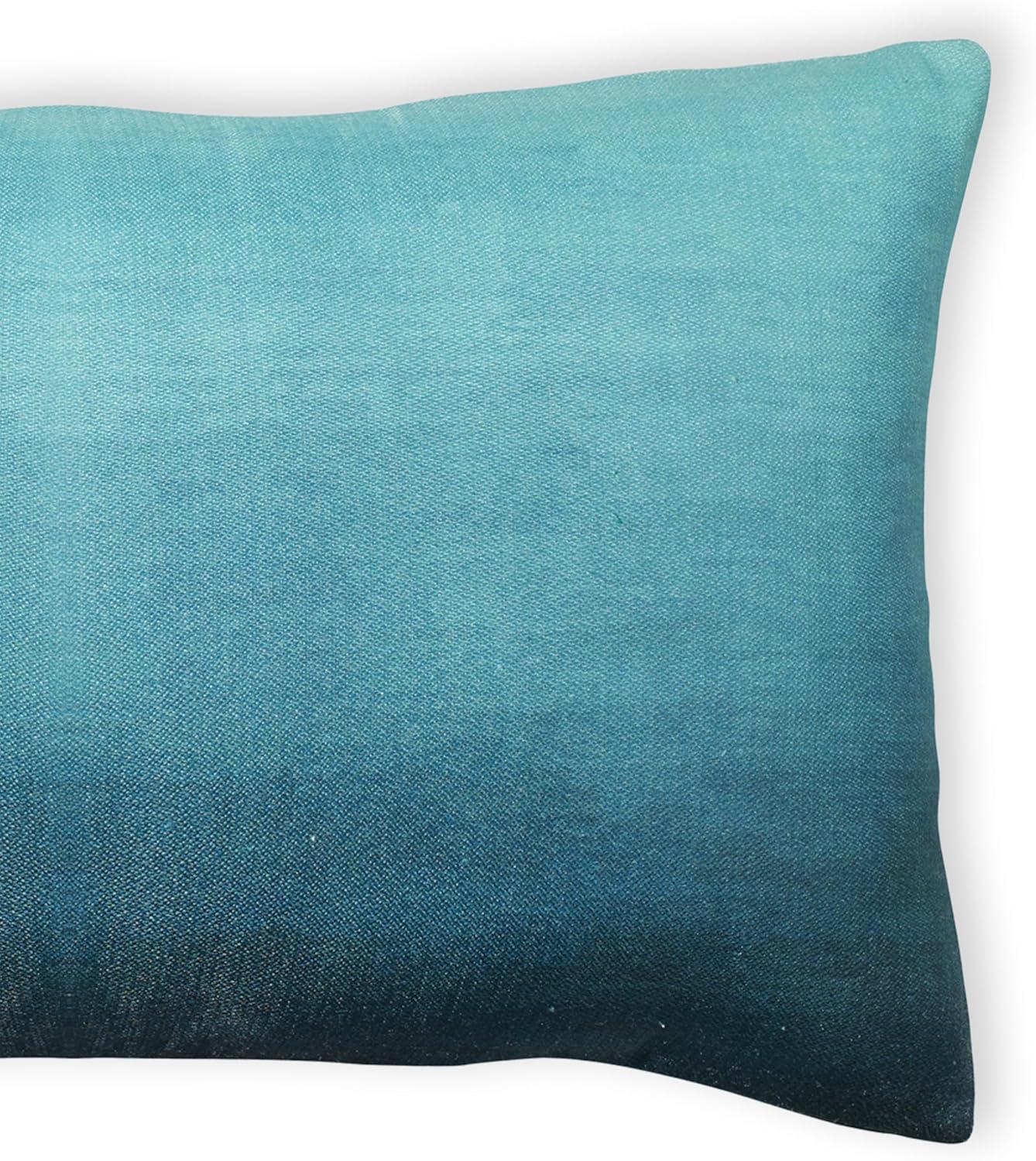 Fab Habitat Indoor/Outdoor Lumbar Pillow Made from Recycled Polyester Yarn - Double Sided, Stain Resistant, Machine Washable - Ombre - Patio, Deck, Porch, Living Room - Big Sur Teal (14" x 24")