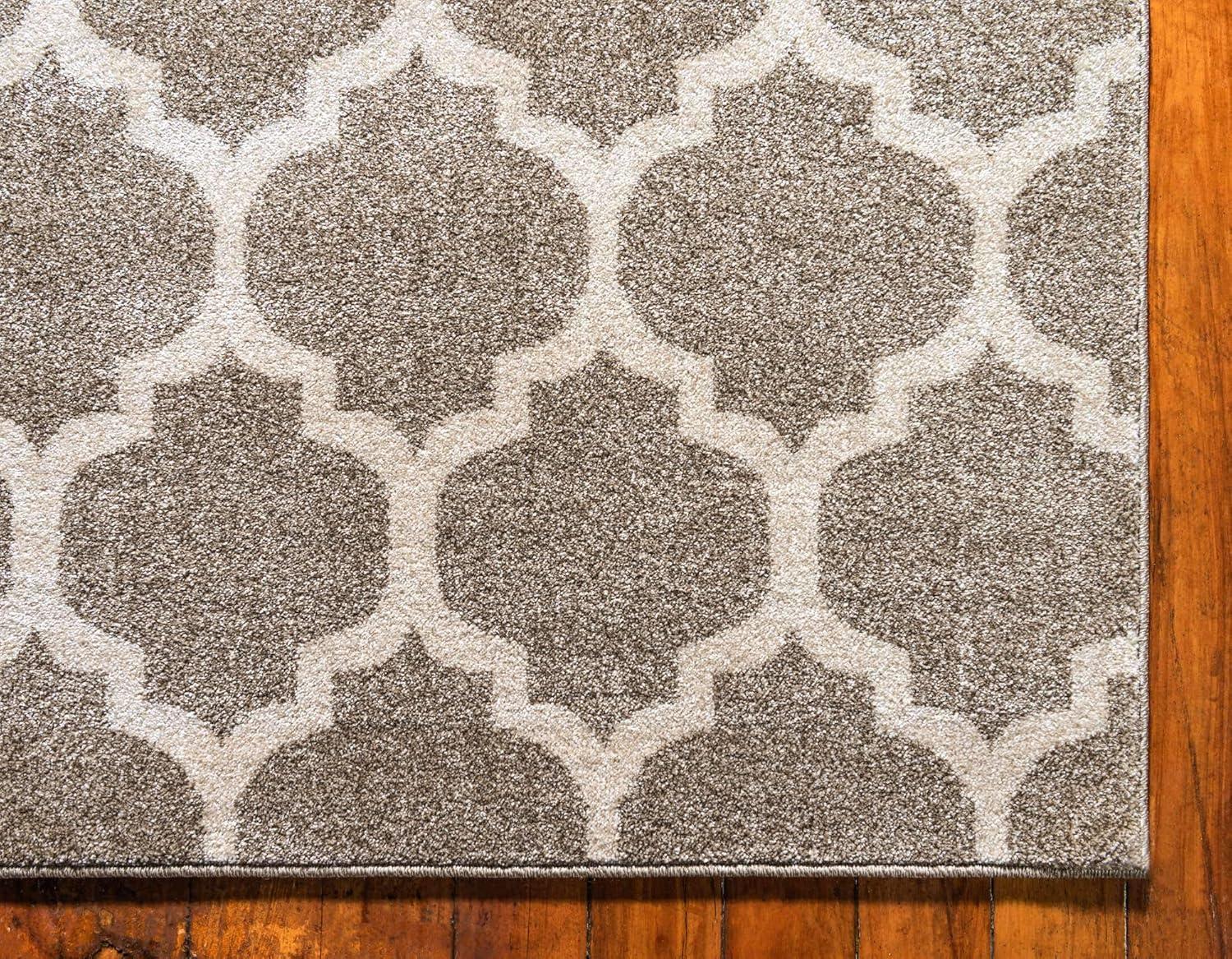 Elegant Trellis Light Brown Indoor Rectangular Rug