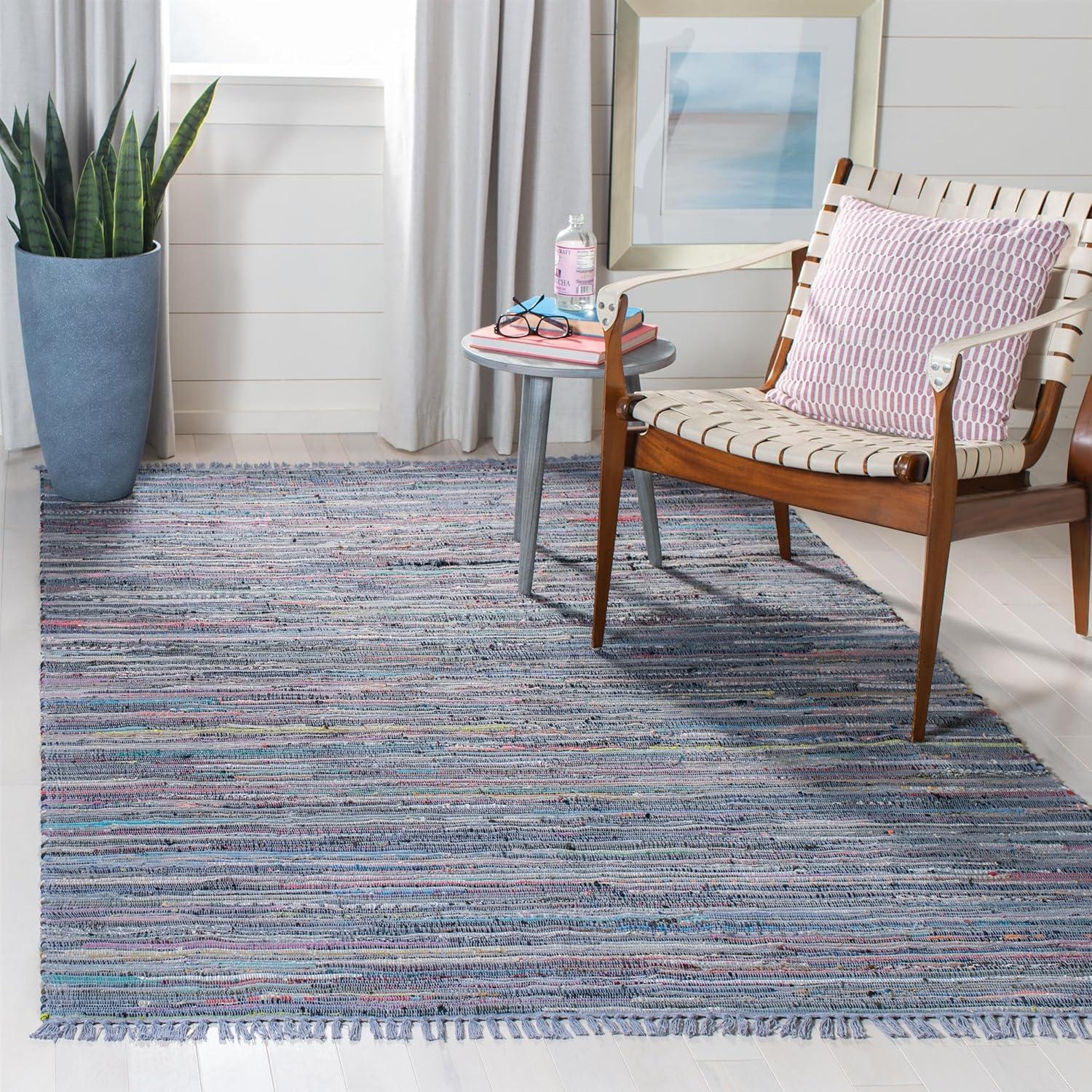 Rag Rug RAR121 Hand Woven Indoor Accent Rug - 2'6"x4' - Purple/Multi - Safavieh