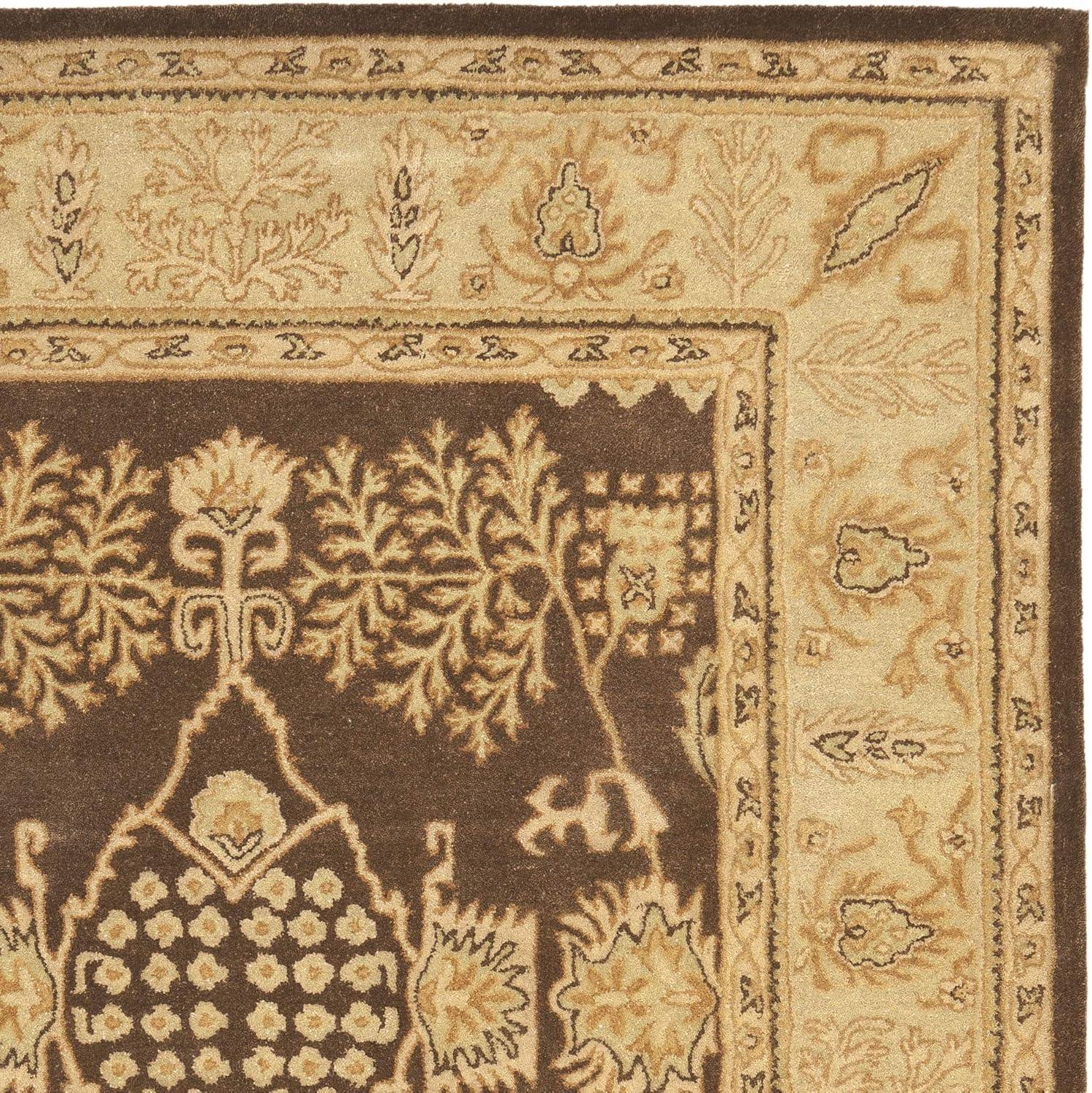 SAFAVIEH Bergama Tarah Alfombra de Lana Tradicional, Marrón / Verde, 4 'x 6'