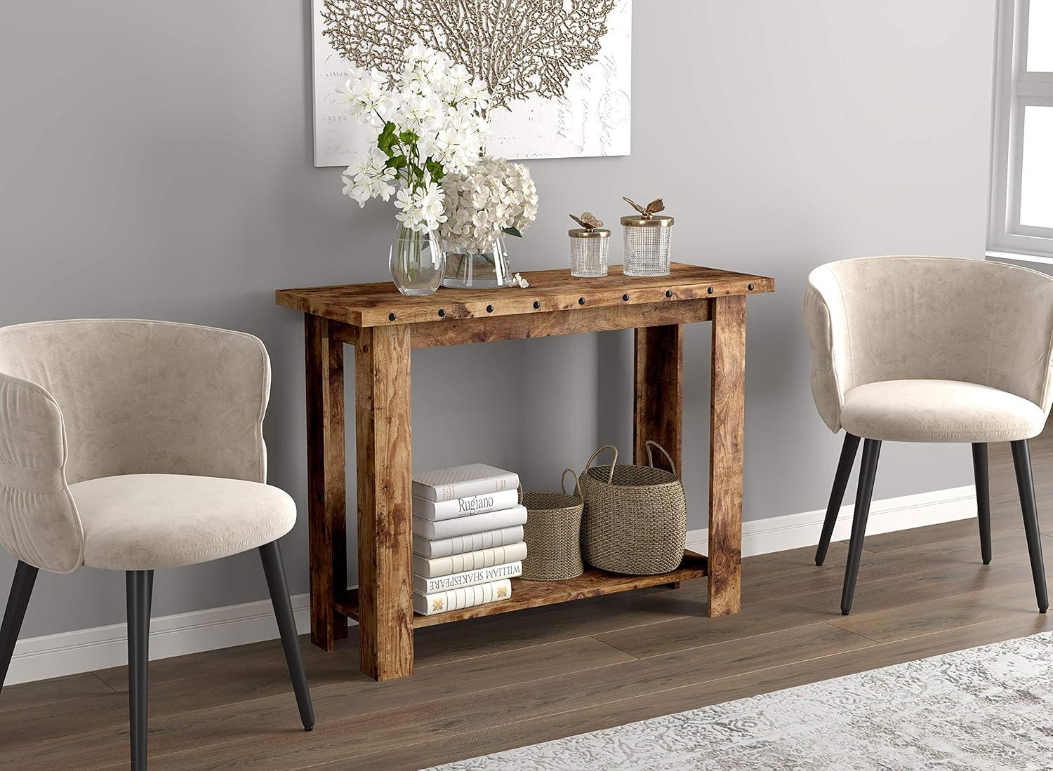 Modern 39" Brown Reclaimed Wood Console Table with Shelf