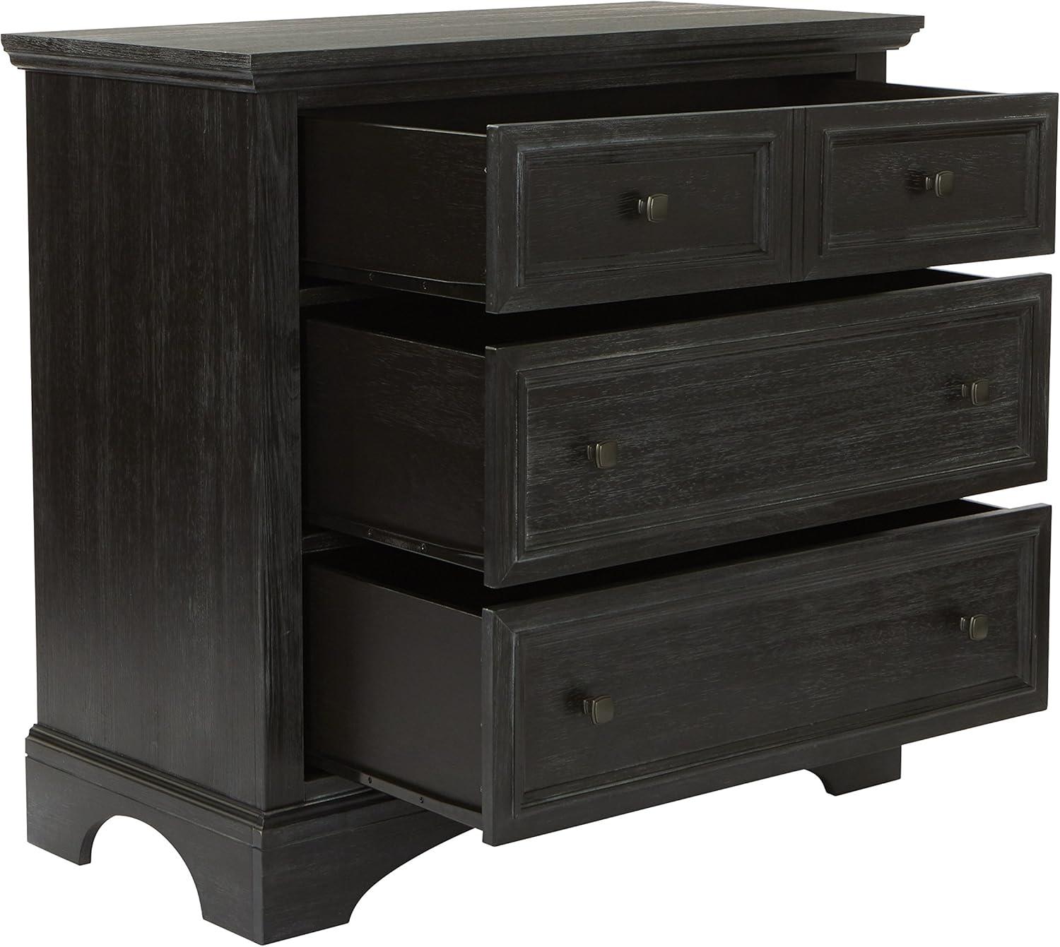 Farmhouse Basics Rustic Black 3-Drawer Chest with Modern Black Hardware