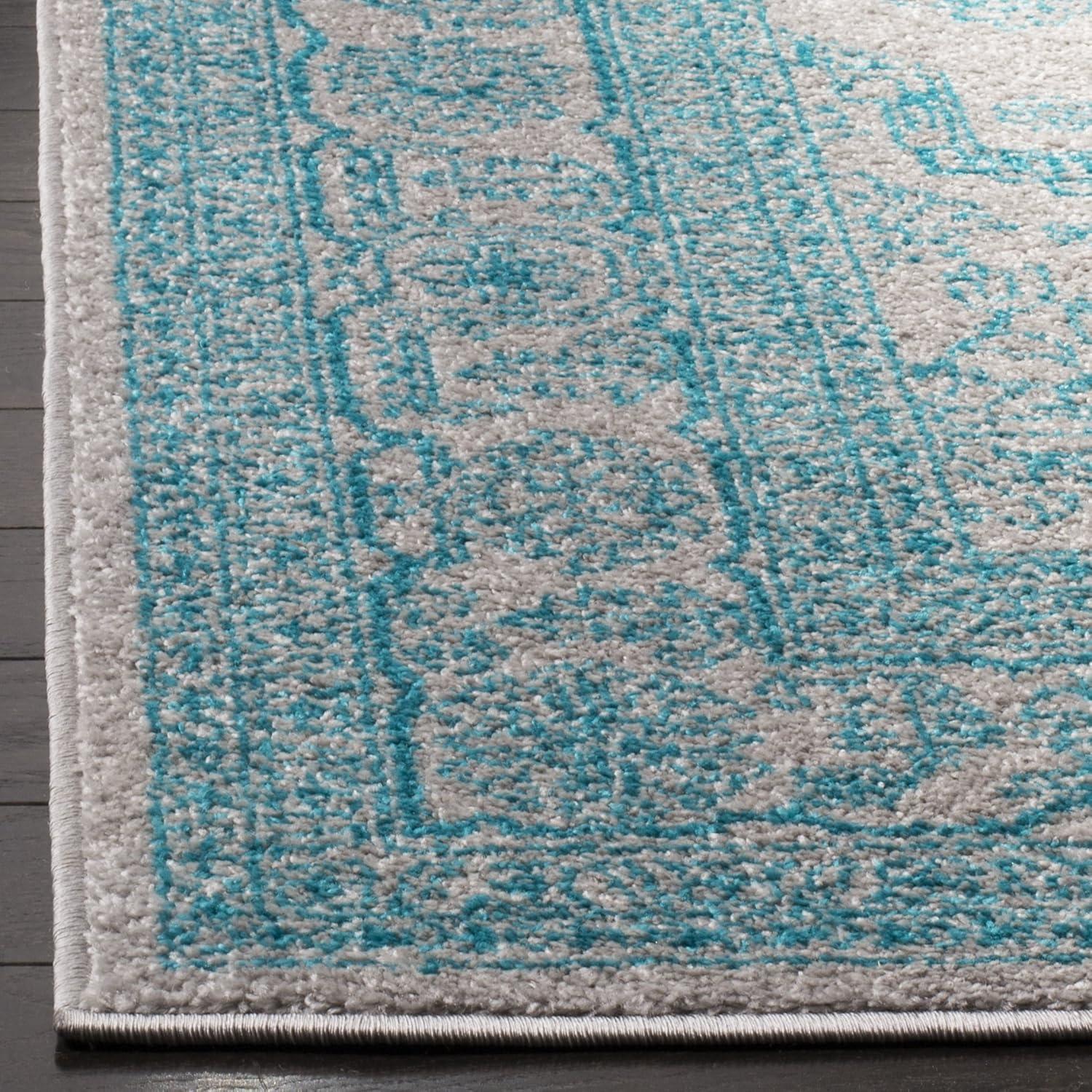 Adirondack ADR108 Power Loomed Area Rug - Light Grey/Teal - 6'x6' - Safavieh.