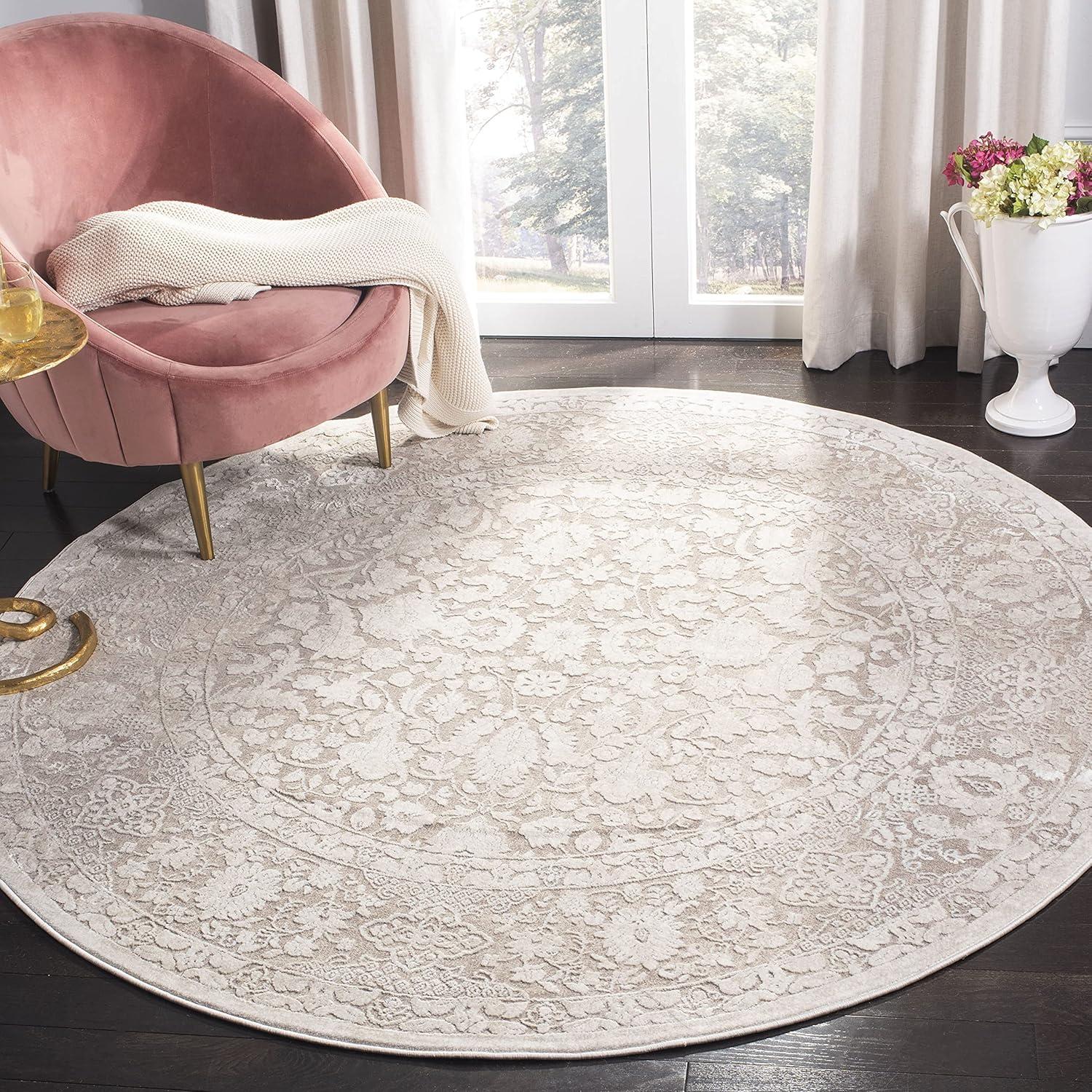 Reflection RFT667 Power Loomed Indoor Area Rug - Beige/Cream - 6'7" round - Safavieh.