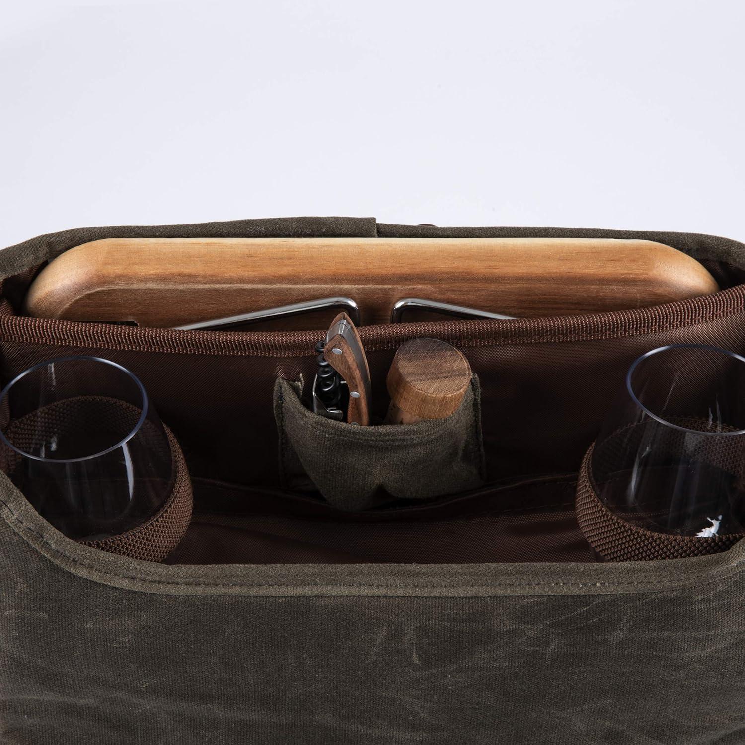 Legacy Adventure Wine Tote Bag with Wine Glasses and Mini Table Khaki