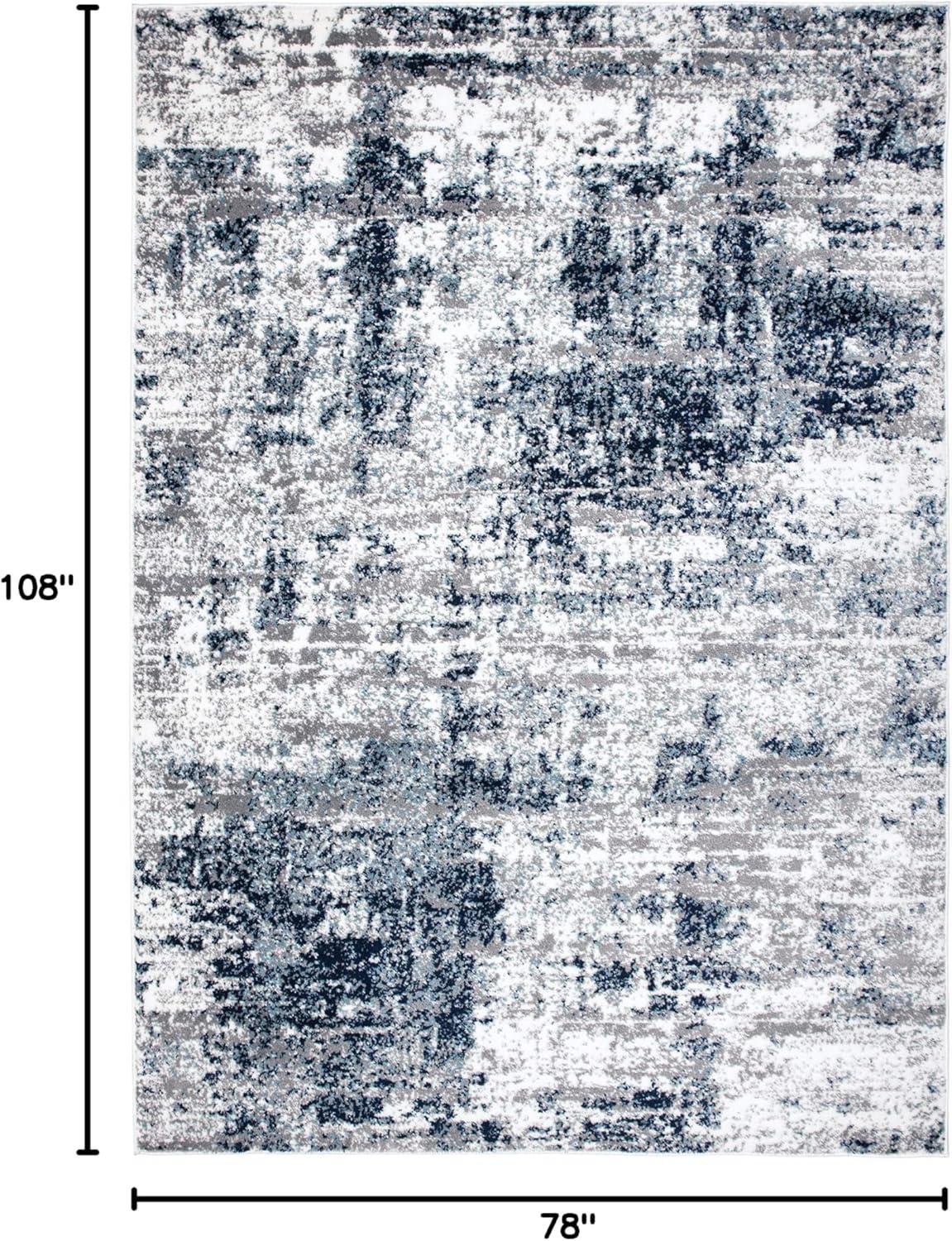 World Rug Gallery Distressed Abstract Blue 6'6" x 9' Area Rug