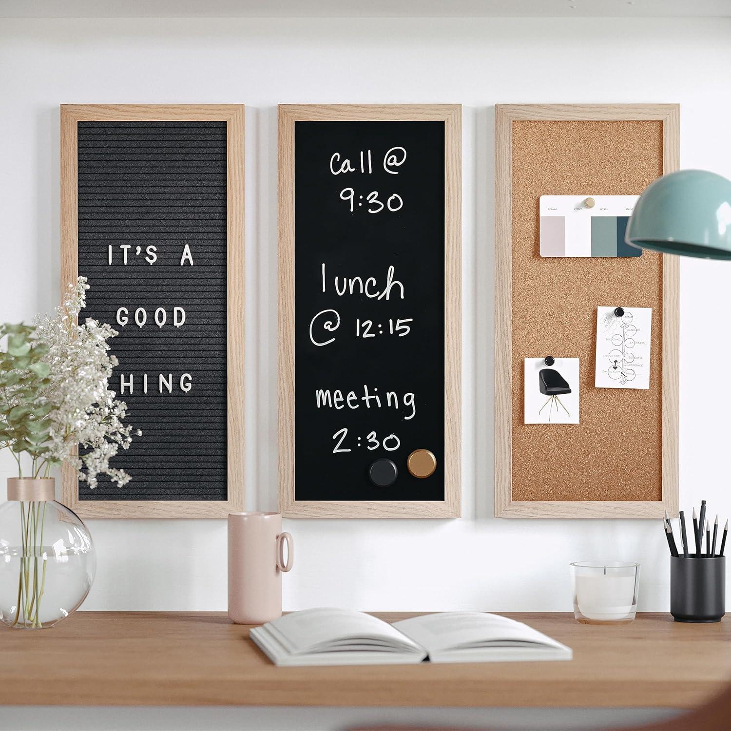 Thomas Martha Stewart Cork Board, Chalk Board, Letter Board Set with Included Push Pins, Magnets, Liquid Chalk