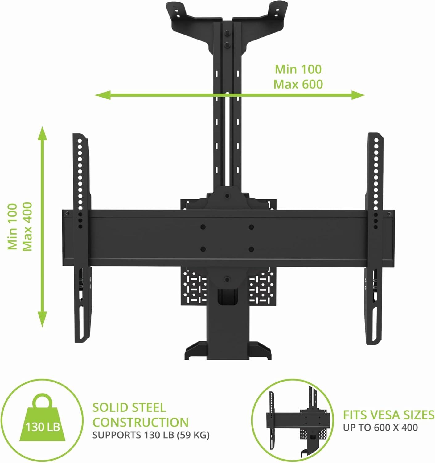 Black Adjustable Rolling TV Stand with Keyboard Tray for 37-77 Inch Screens