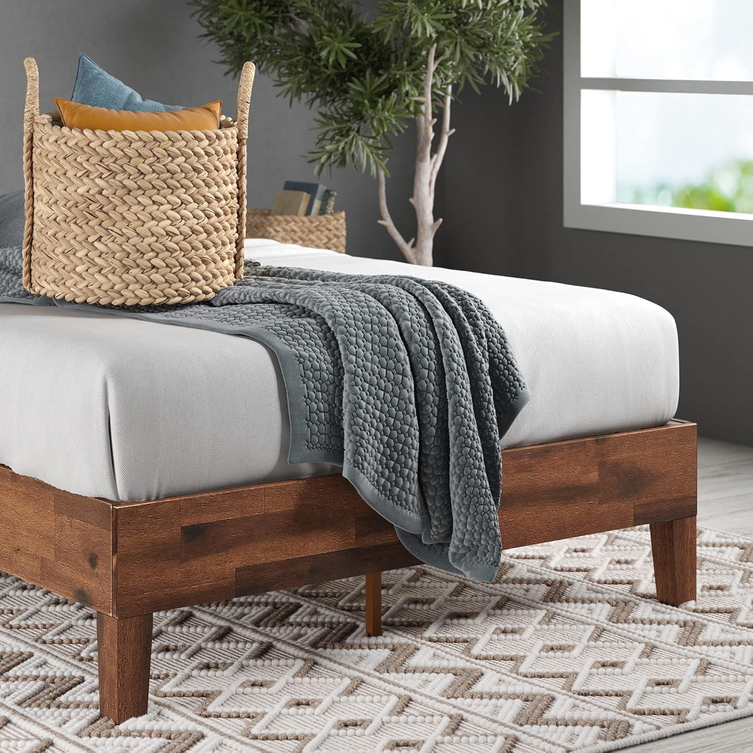 Marissa 12" Pine Wood Queen Platform Bed Frame